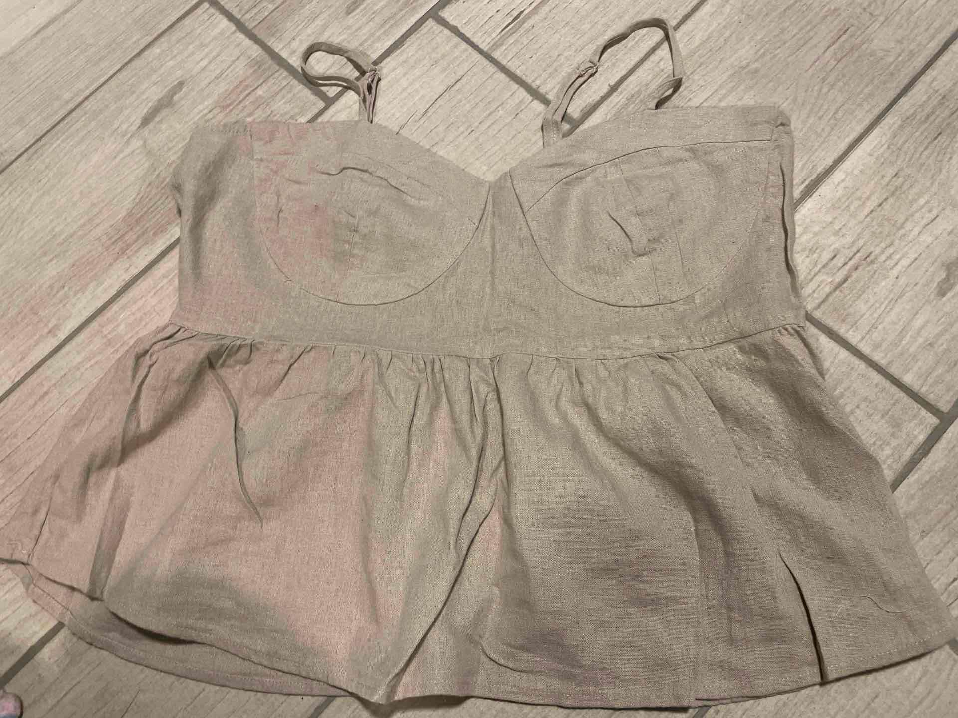 Polera beige/cafe claro sin mangas