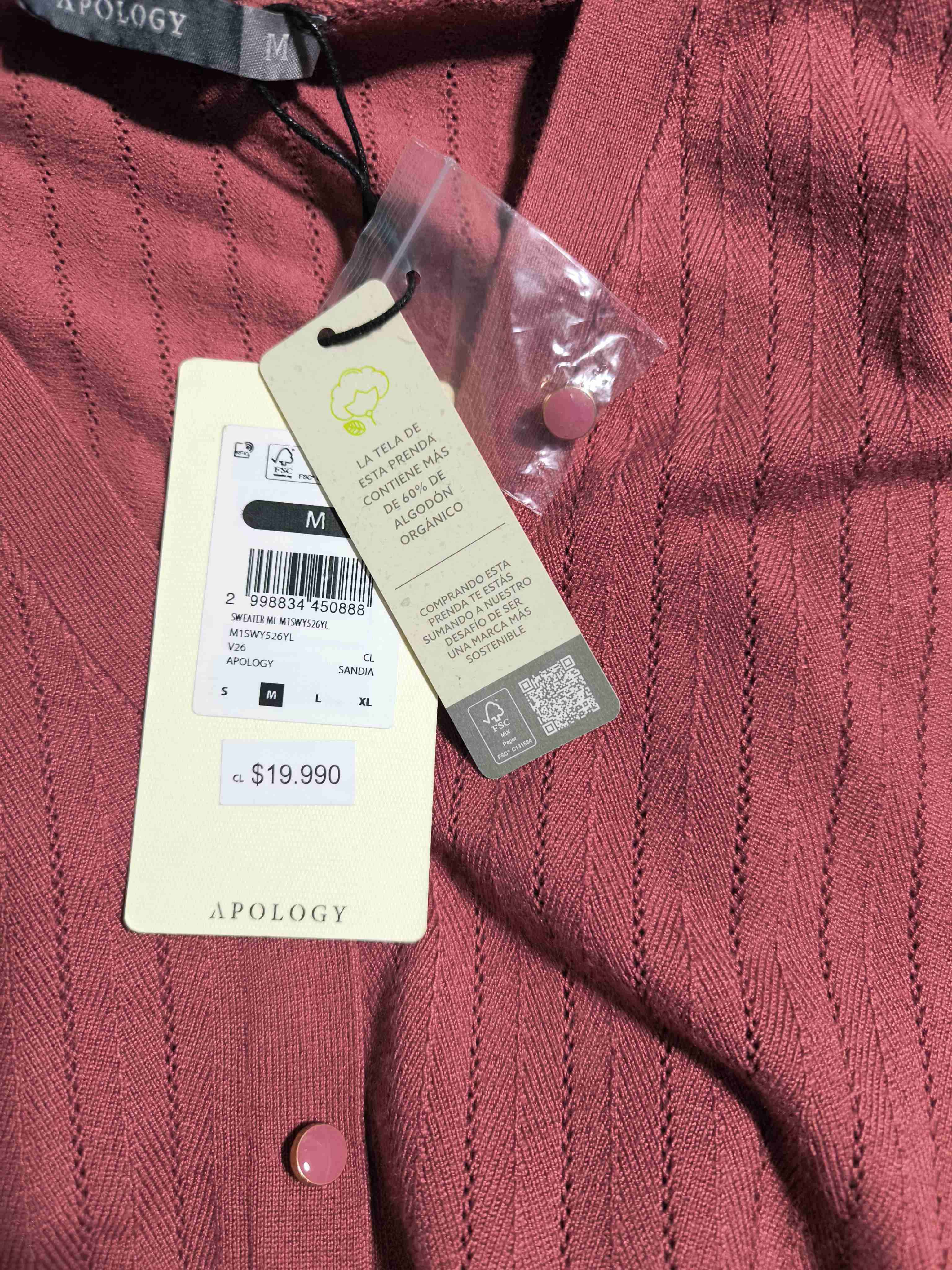 Cárdigan rojo de botón - miniatura 2