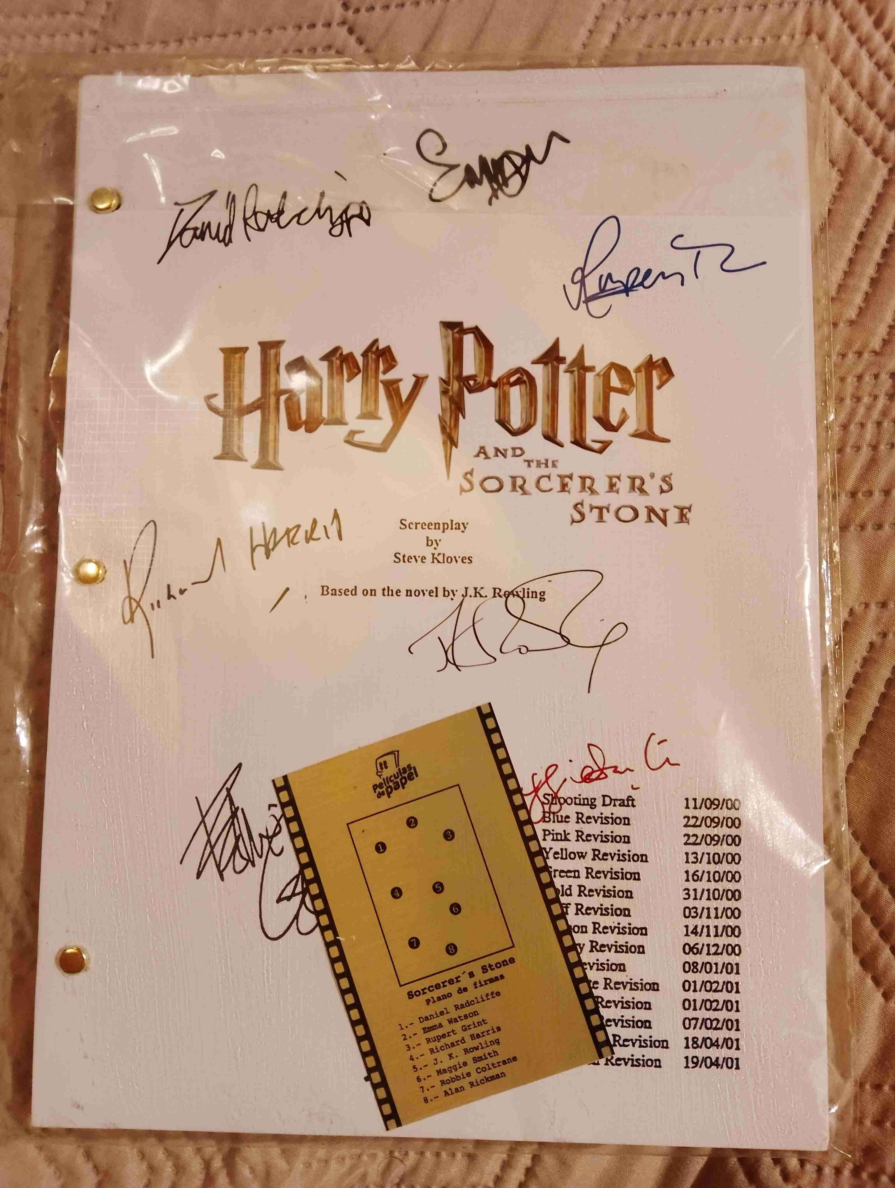Guion autografiado Harry Potter