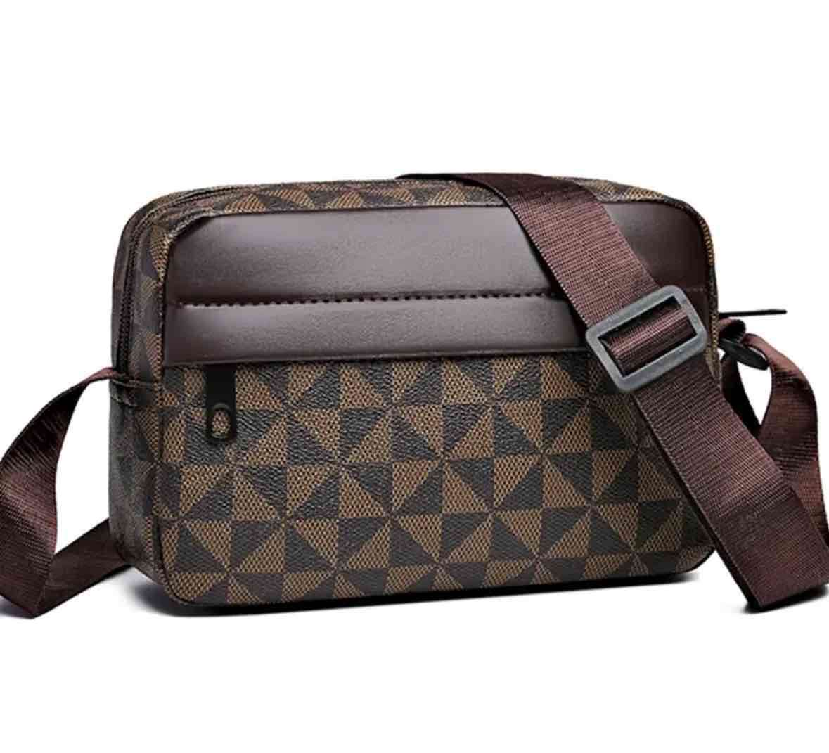 Crossbody  negro y café con patrón geométrico - miniatura 2