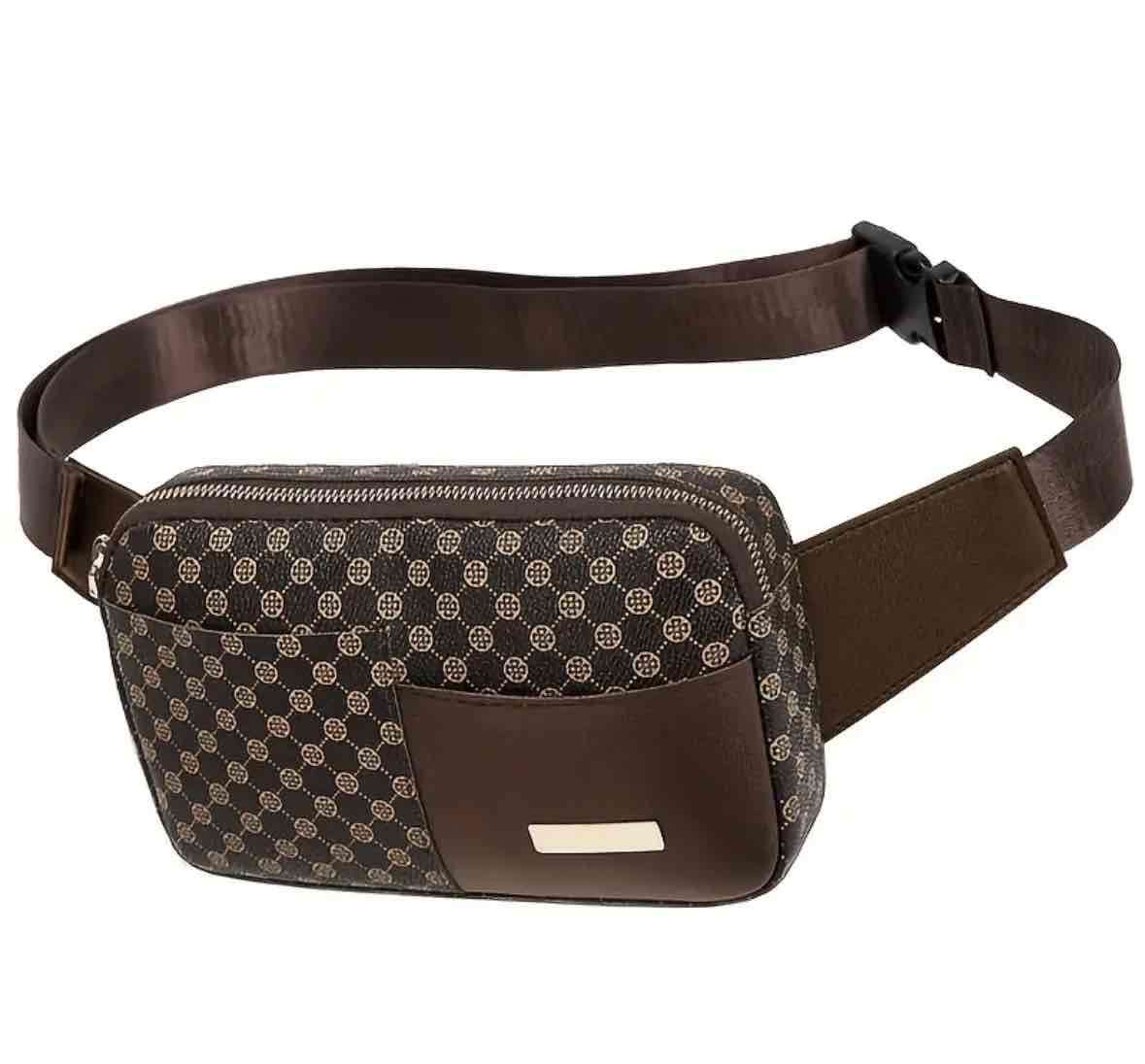 Riñonera  unisex marrón estampado