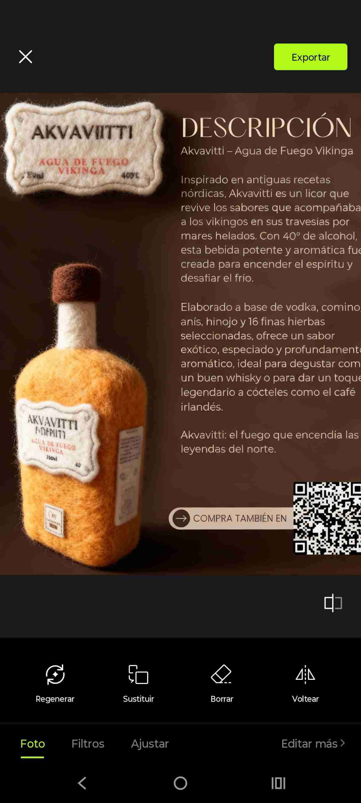 Licor AKVAVITTI agua de fuego Vikinga 750ml - miniatura 4