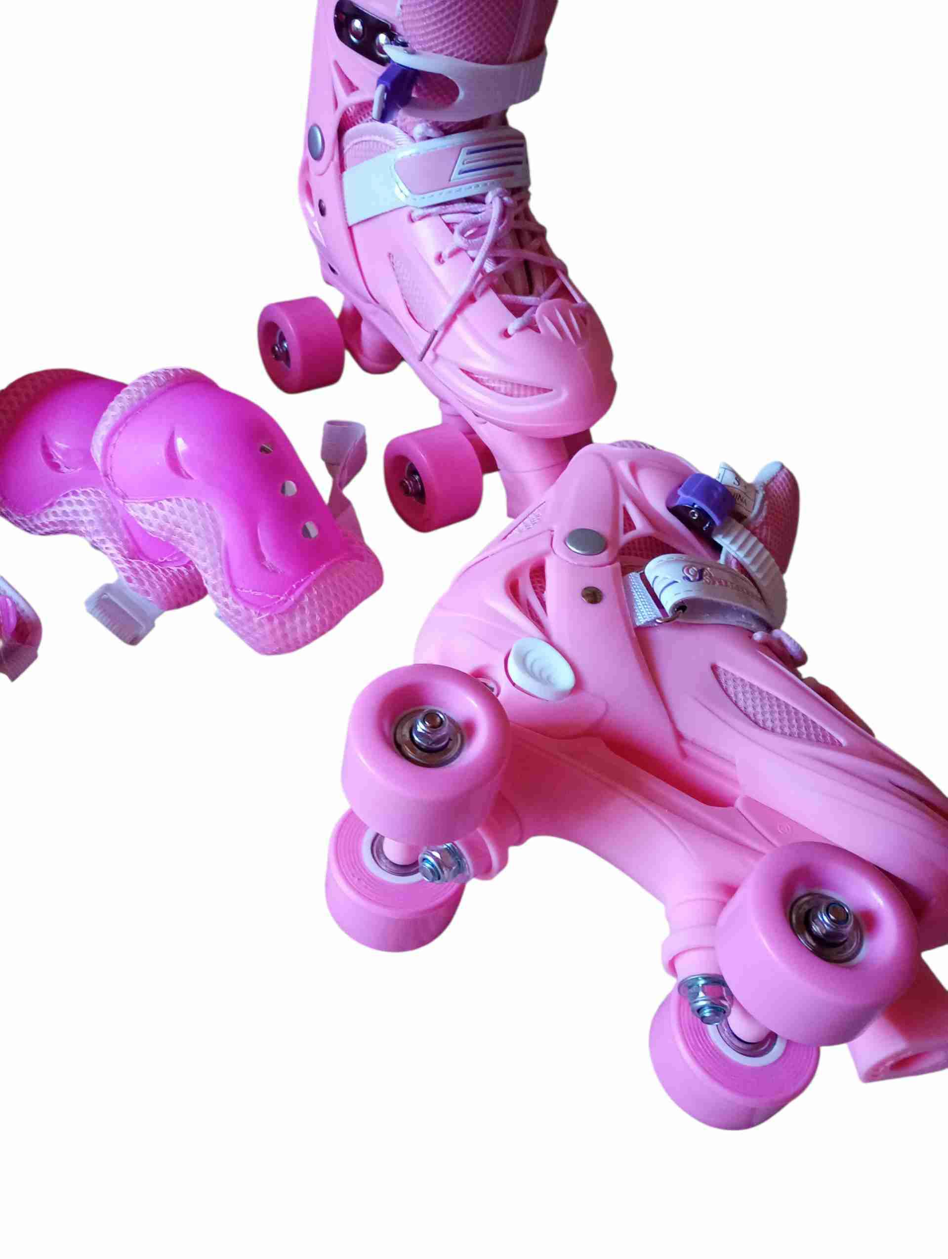 Patines rosados con protecciones