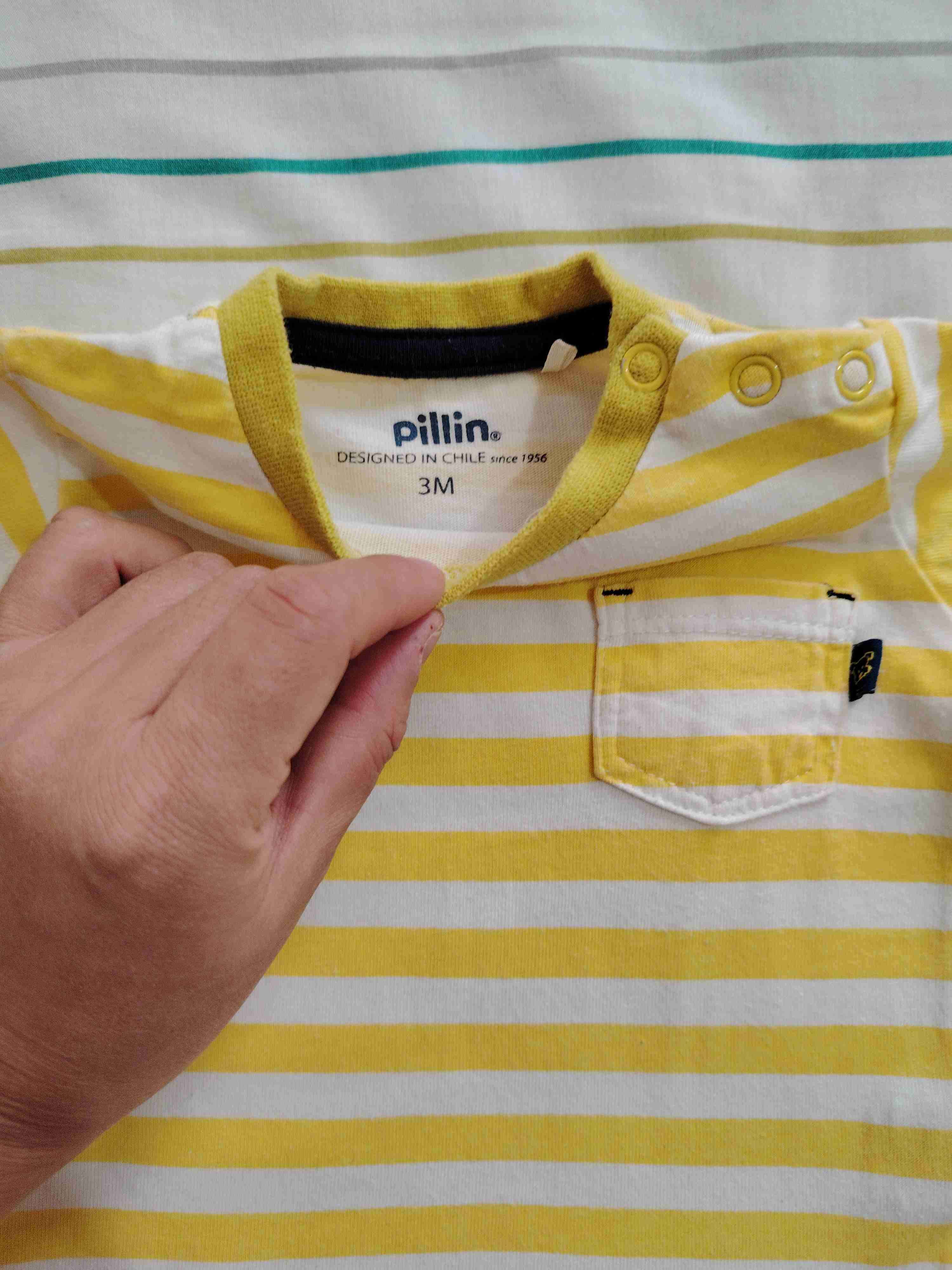 Polera de rayas amarillas manga corta para bebé - miniatura 2