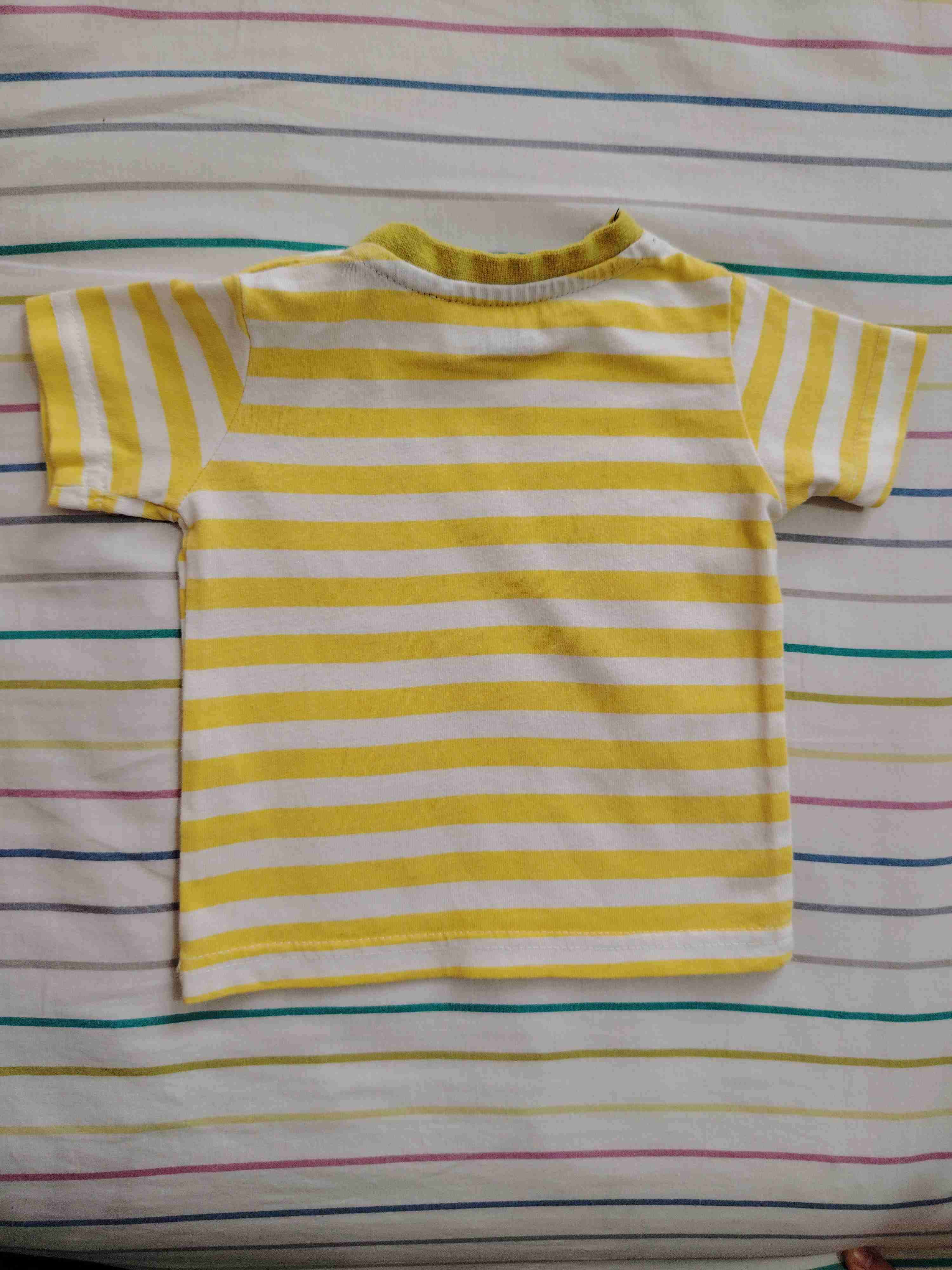 Polera de rayas amarillas manga corta para bebé - miniatura 3