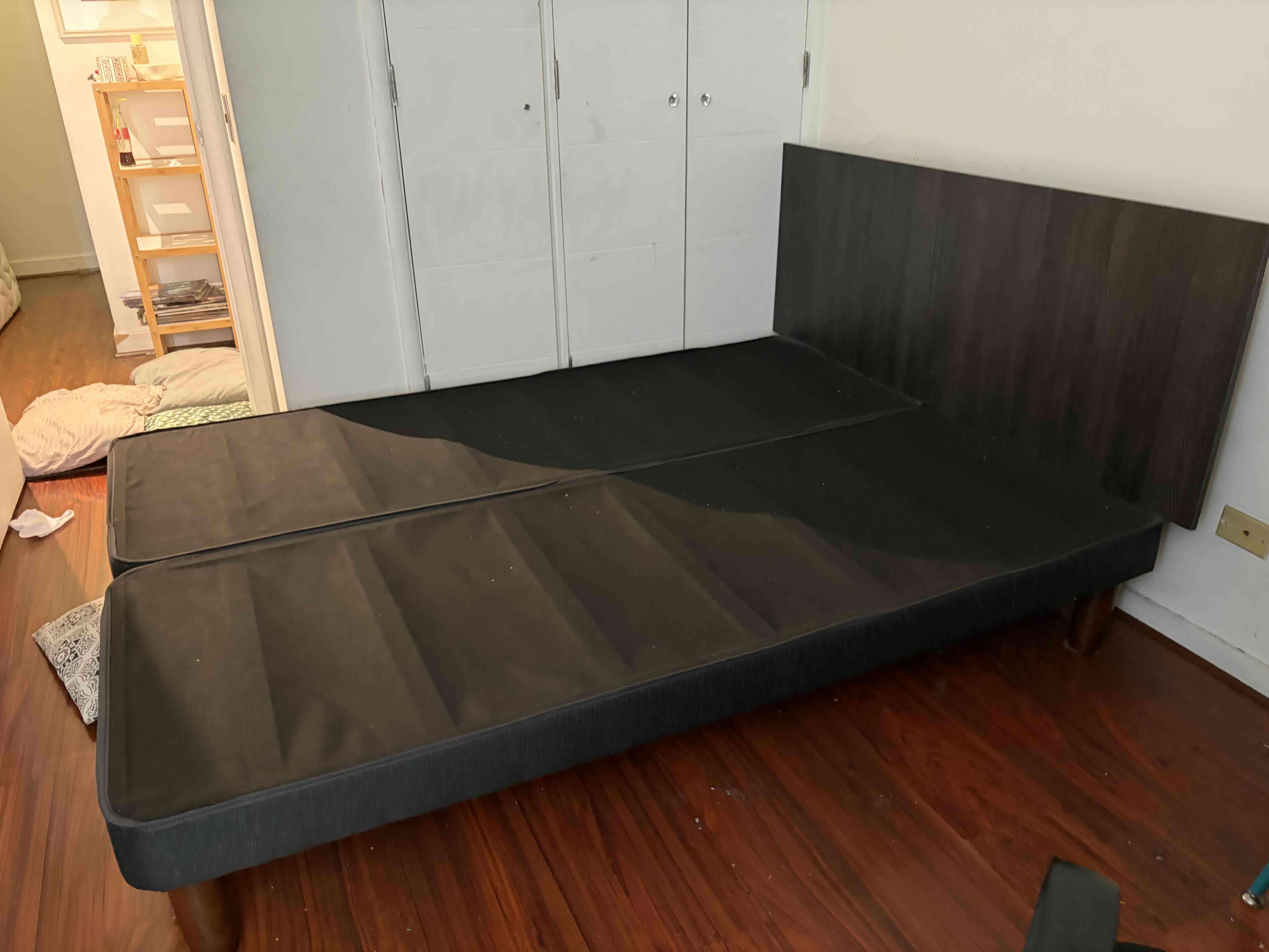 Cama dos plazas con respaldo y colchón - miniatura 2