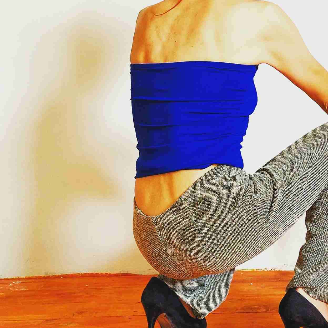 Top palabra de honor azul y pantalón elásticado - miniatura 3