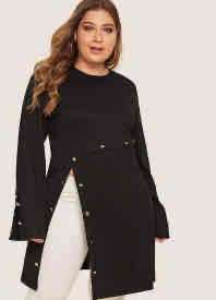 Vestido negro con botones decorativos - miniatura 2