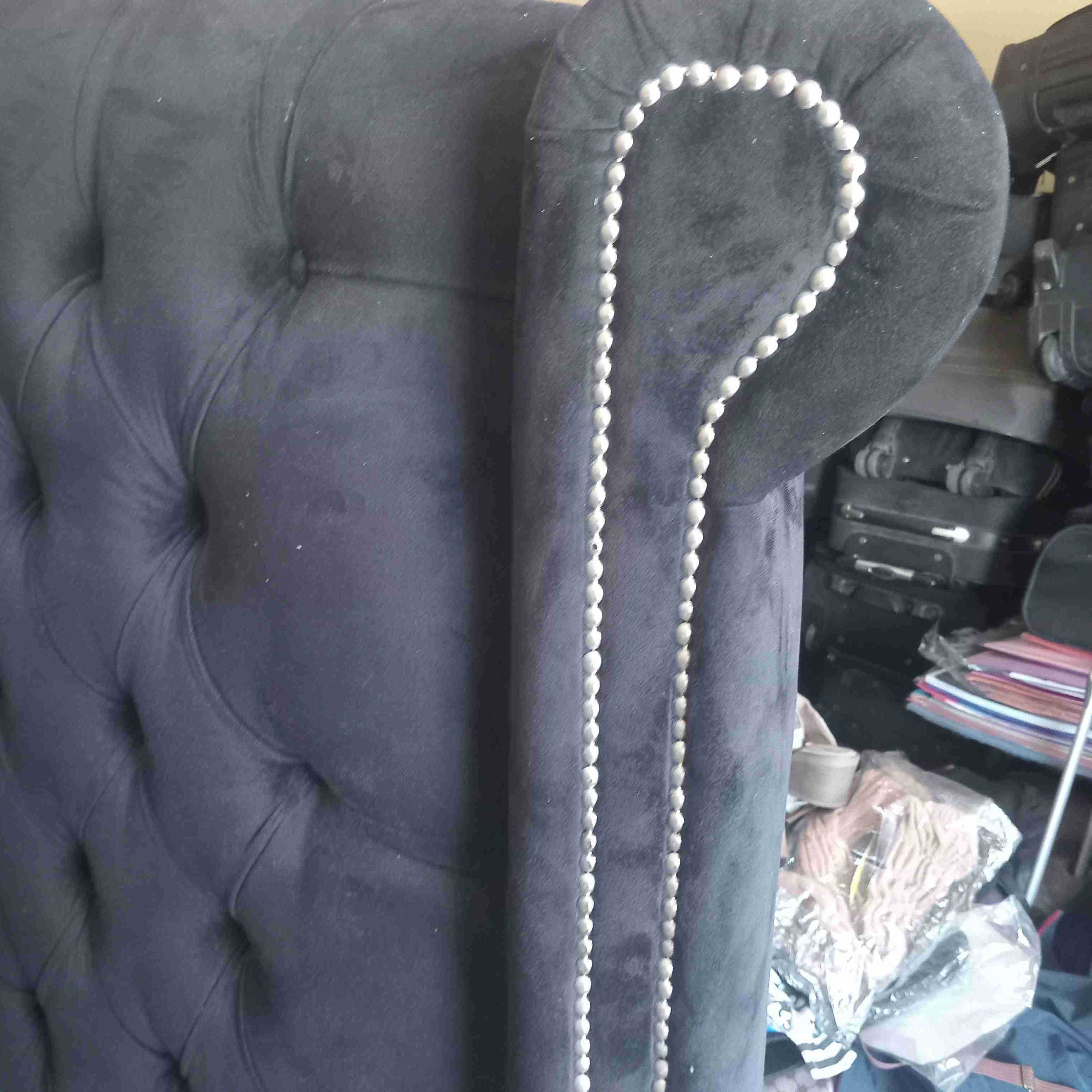 Cabecera de cama capitoné negra - miniatura 2