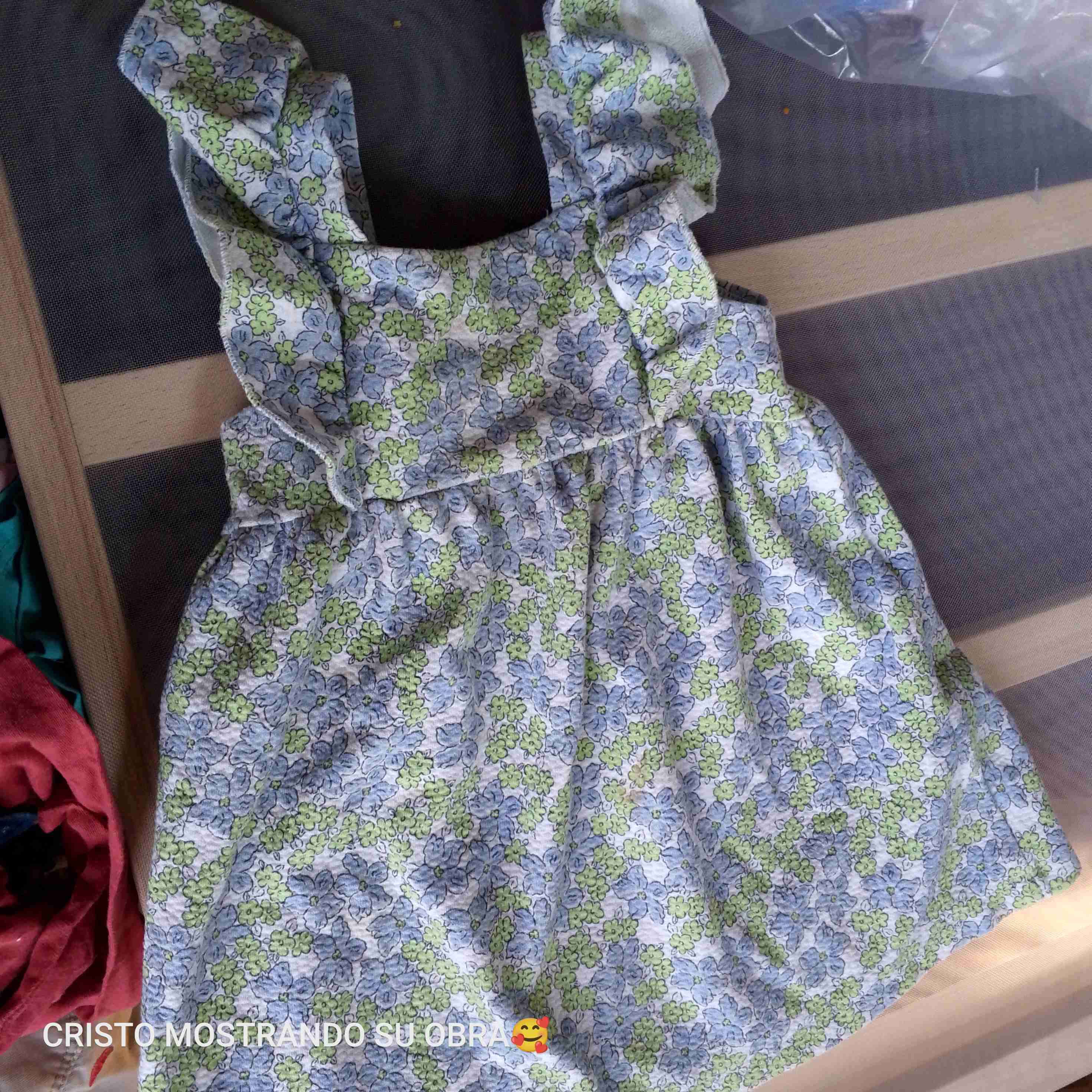 Vestido infantil floral azul