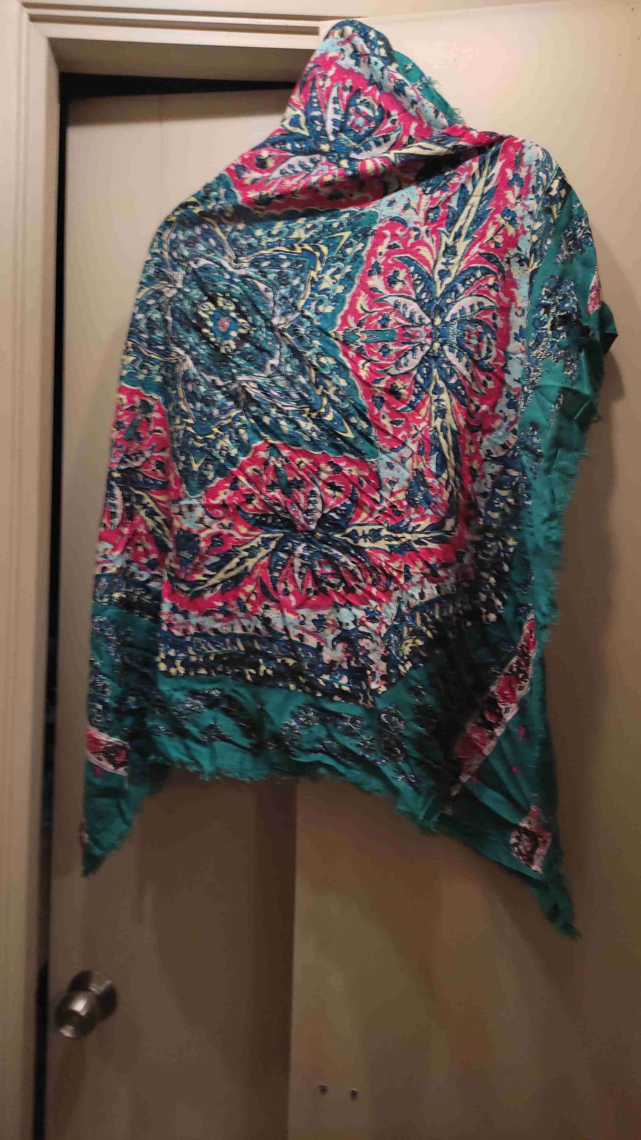 Pañuelos floral rosa con flecos - 3