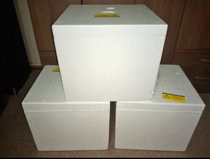 Cajas de poliestireno blanco