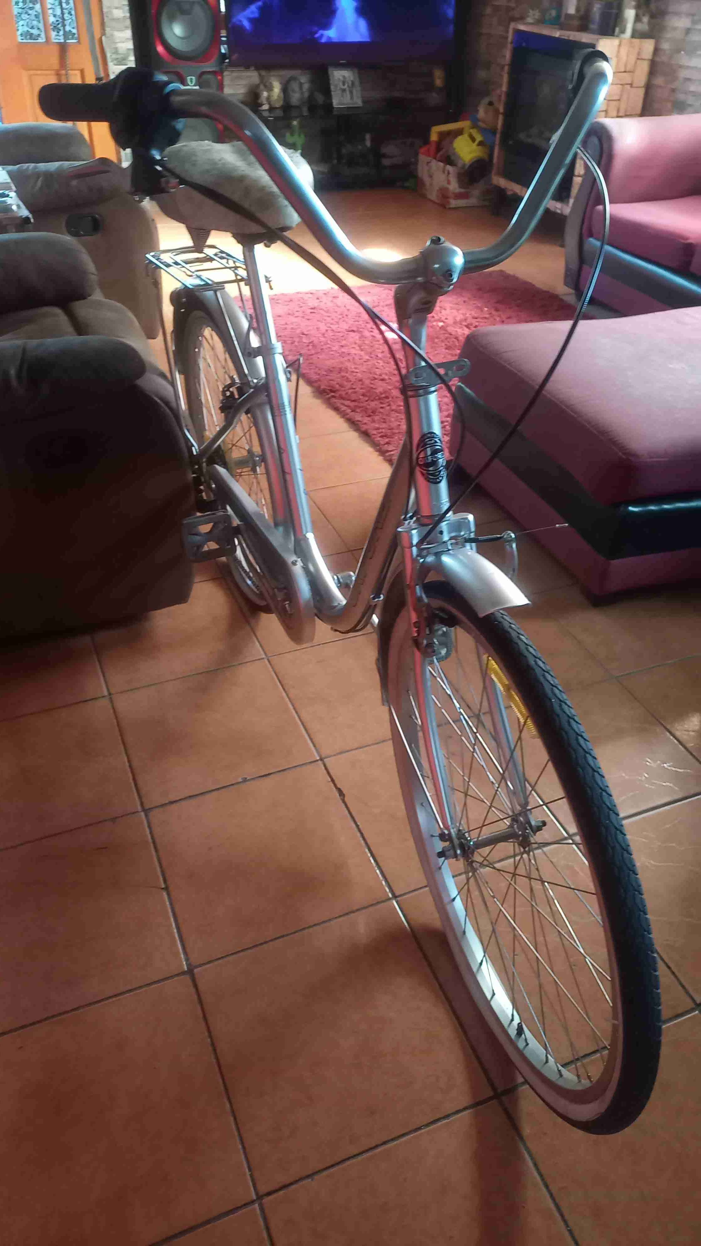 Bicicleta urbana plateada con canasto - miniatura 5