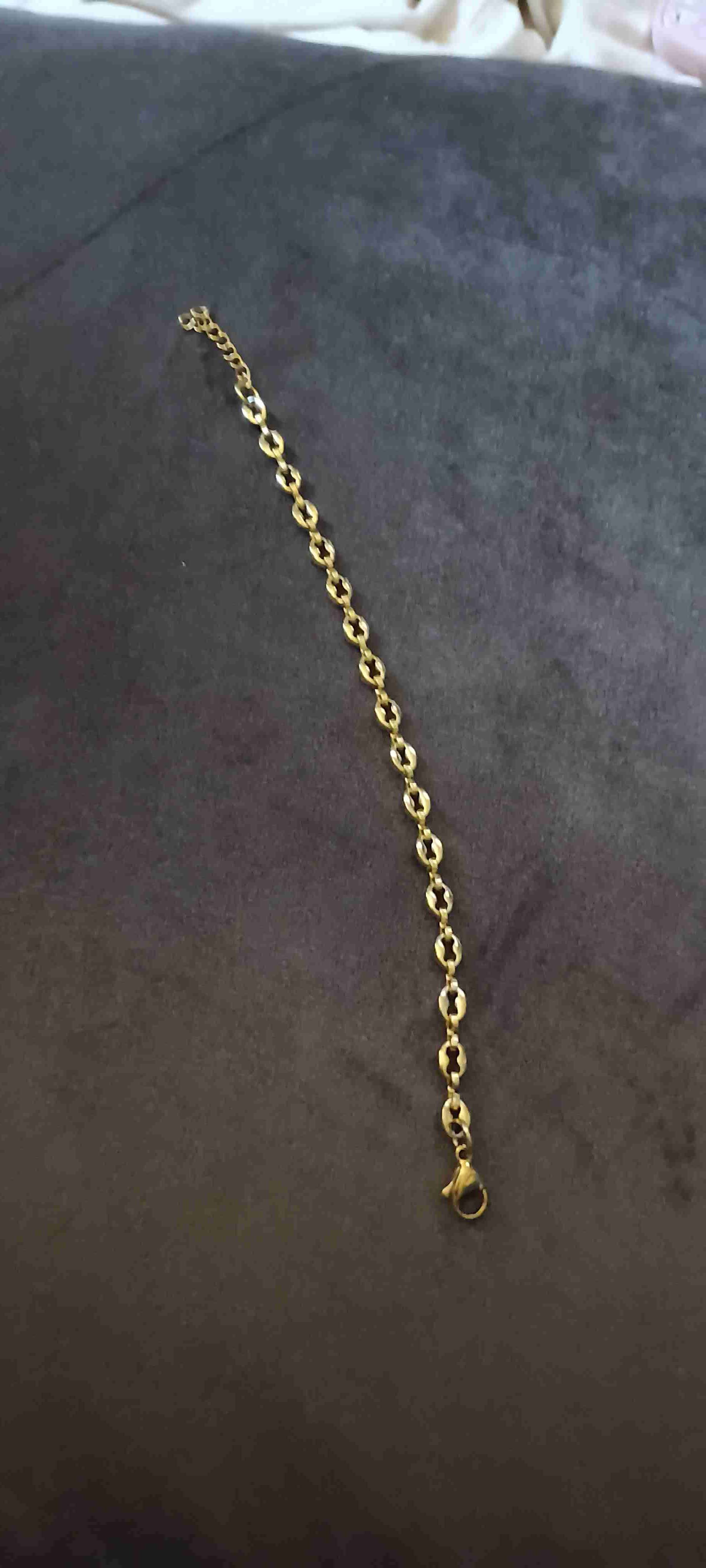 Pulsera dorada eslabón  grano de café - miniatura 3