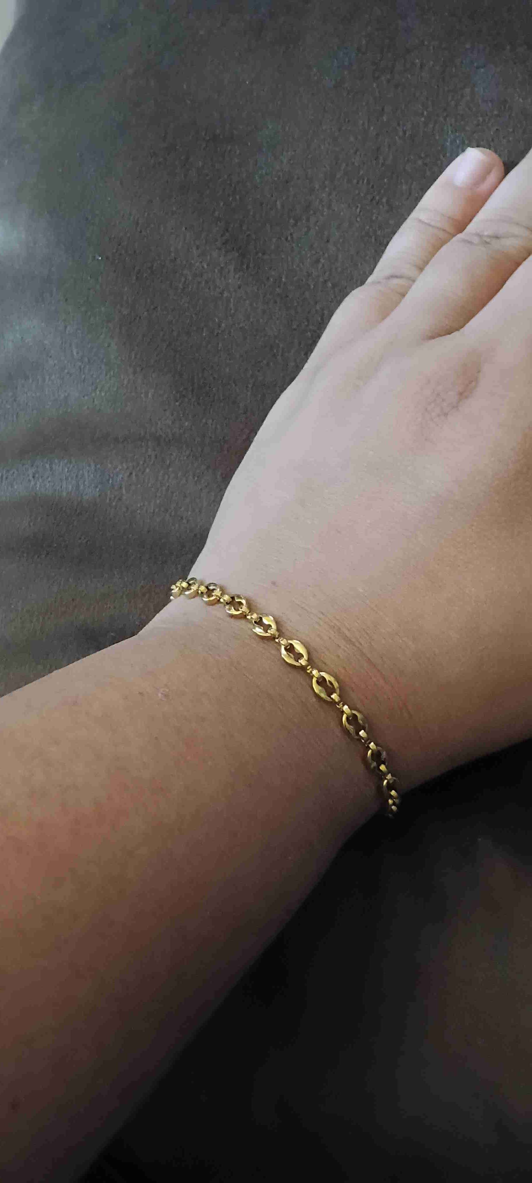 Pulsera dorada eslabón  grano de café - miniatura 4