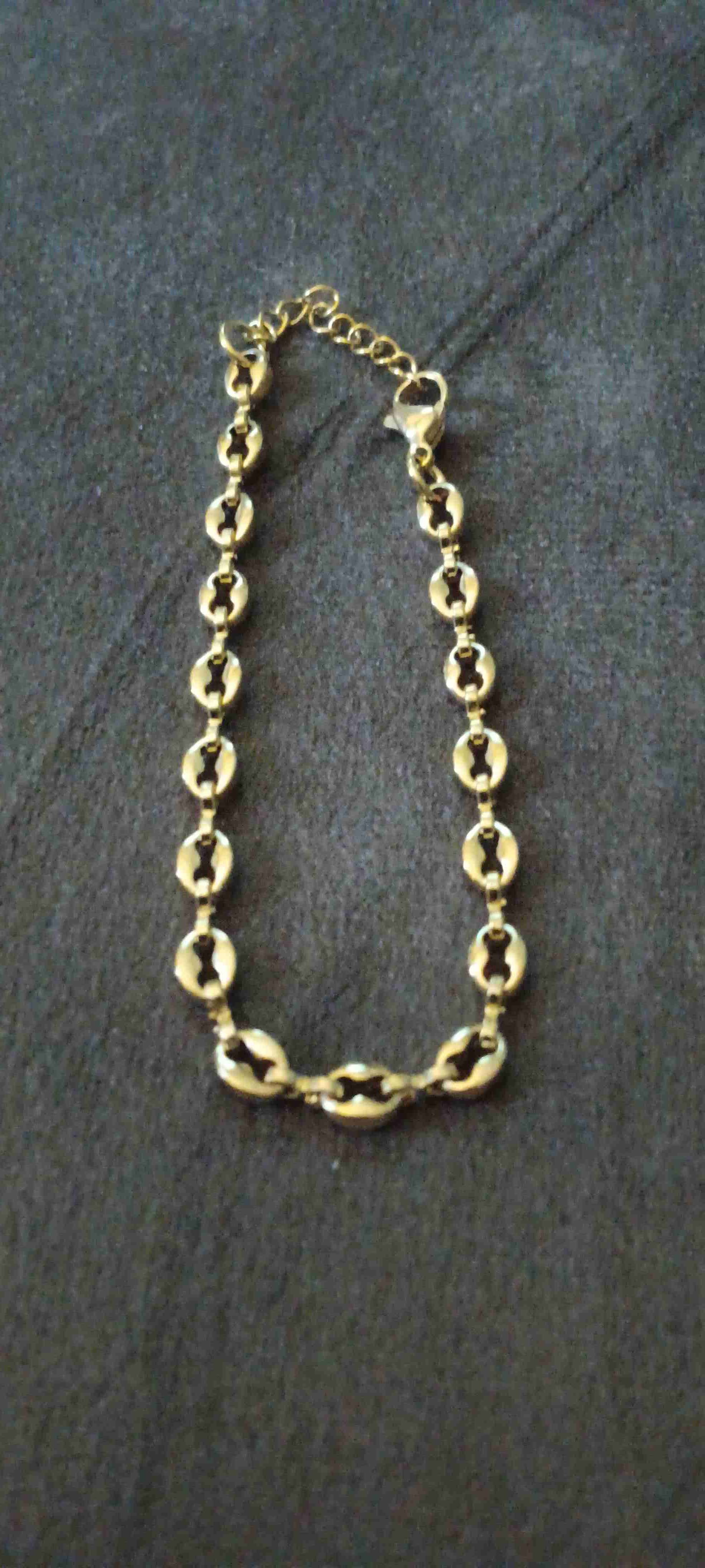 Pulsera dorada eslabón  grano de café - miniatura 5