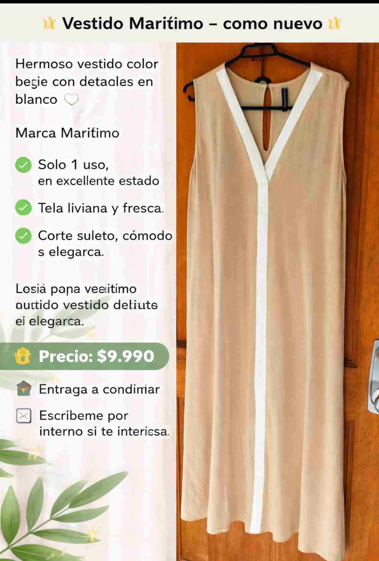 Vestido beige Marítimo como nuevo