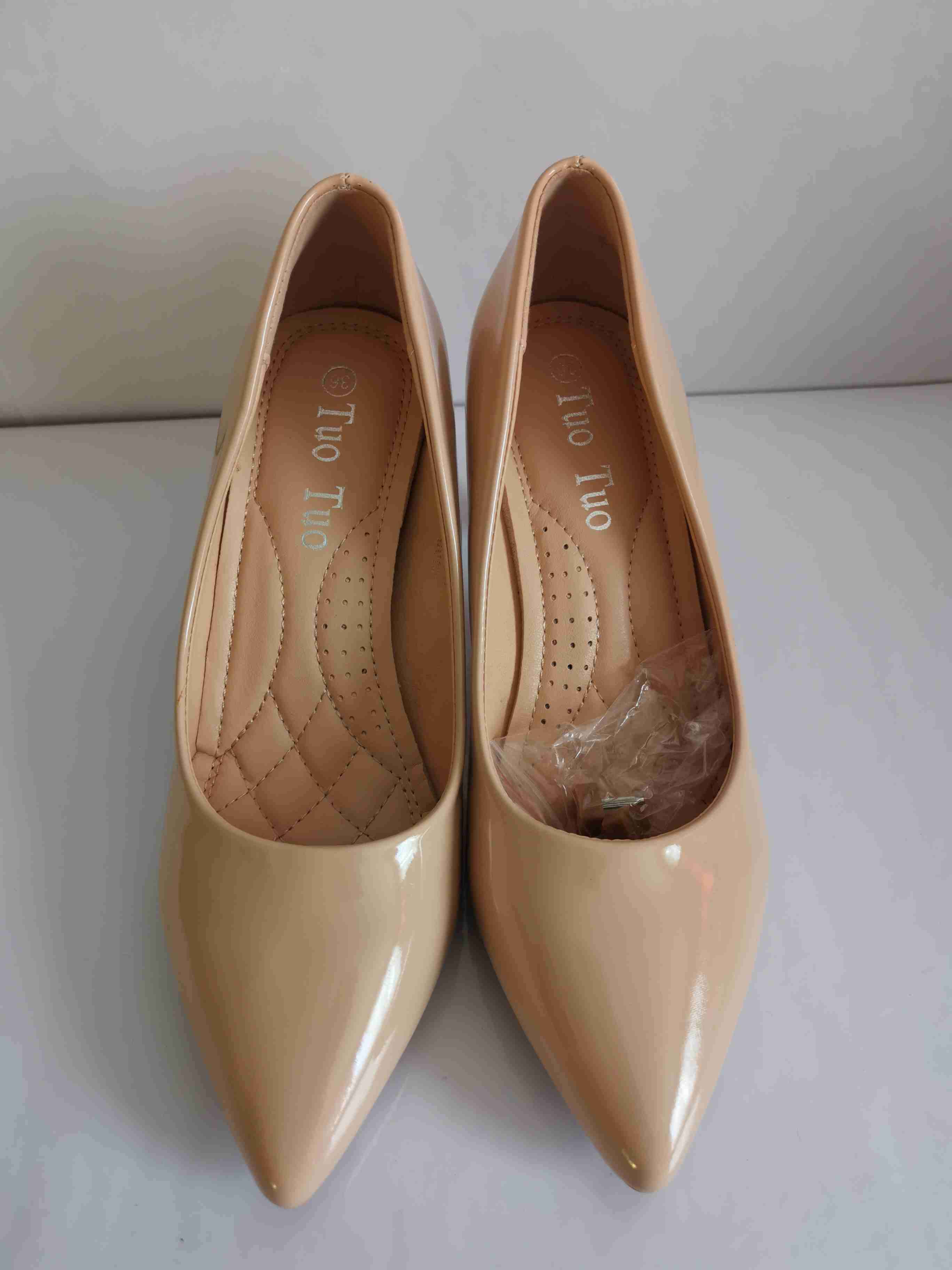 Zapatos de taco medio beige - miniatura 2