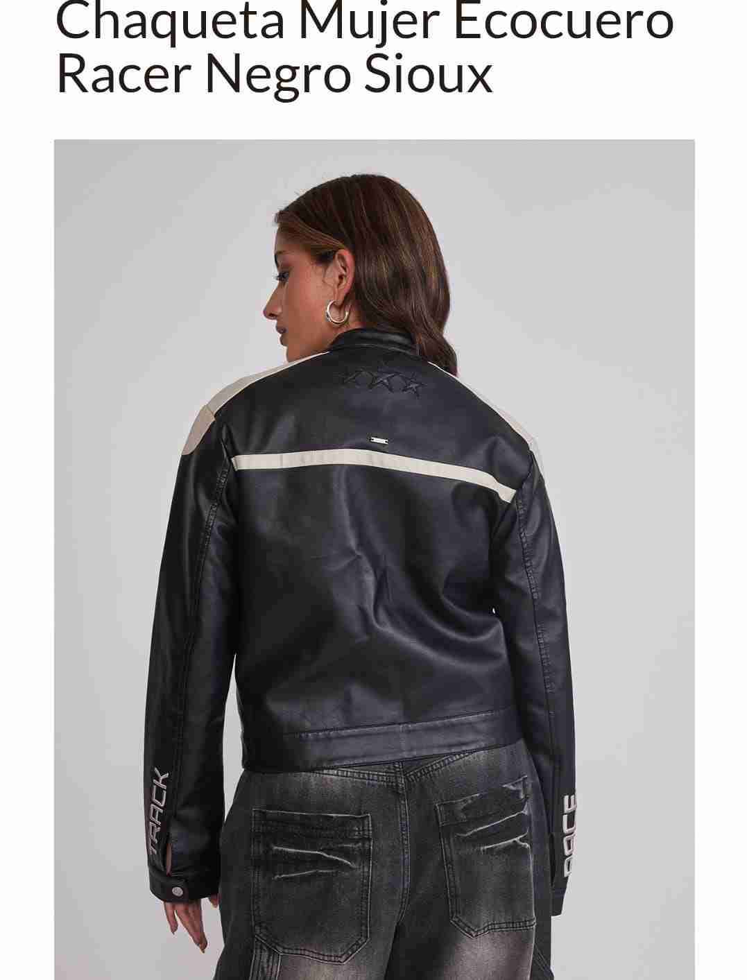 Chaqueta Ecocuero Mujer Negra - miniatura 2