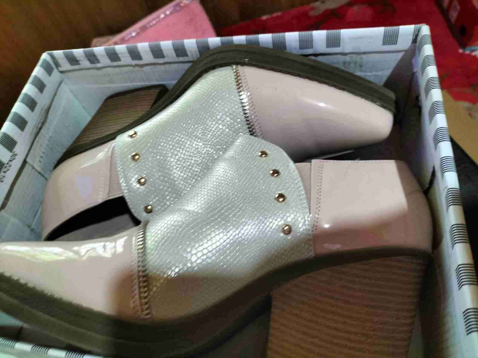 Botines con tacón beige claro rosado - miniatura 2