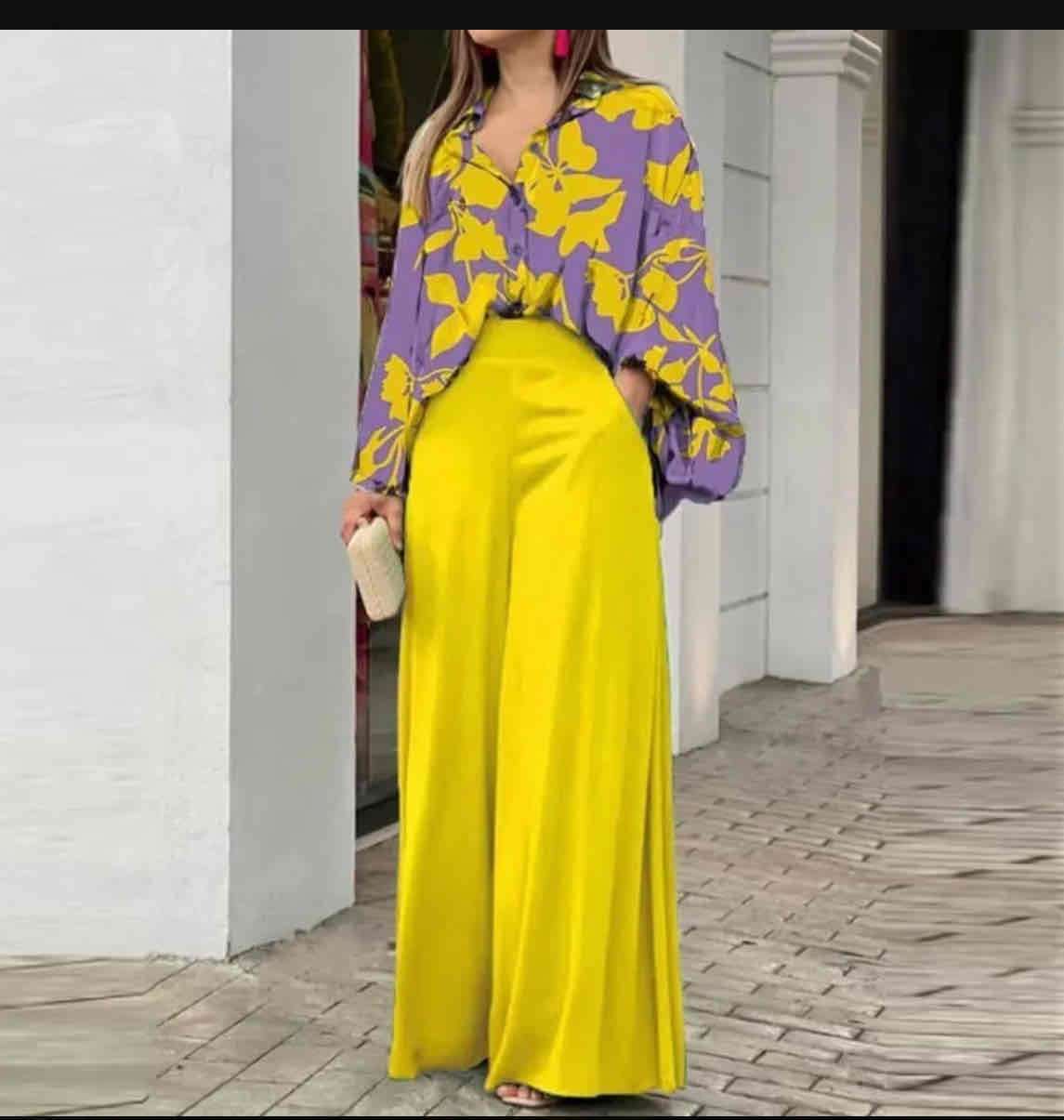 Conjunto blusa y pantalón amarillo