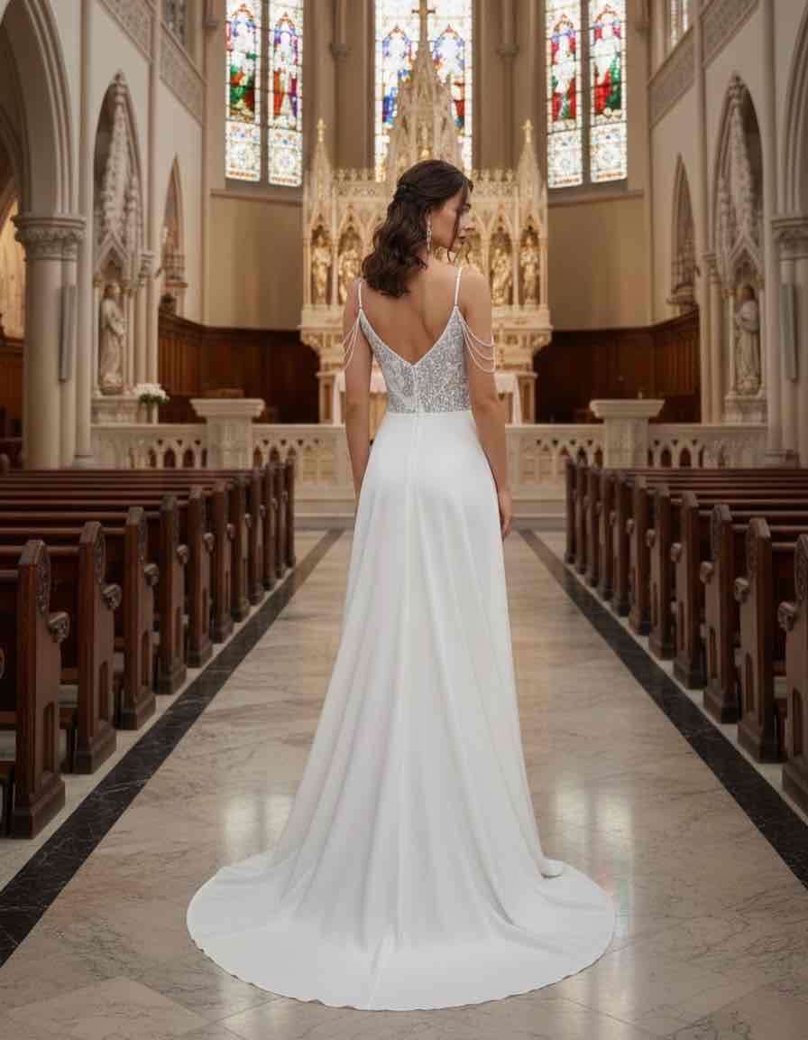 Vestido de novia con tajo - miniatura 4