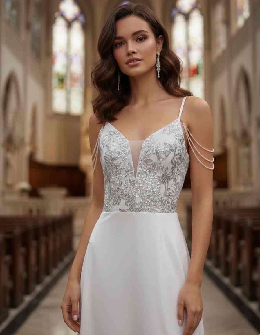 Vestido de novia con tajo - miniatura 6