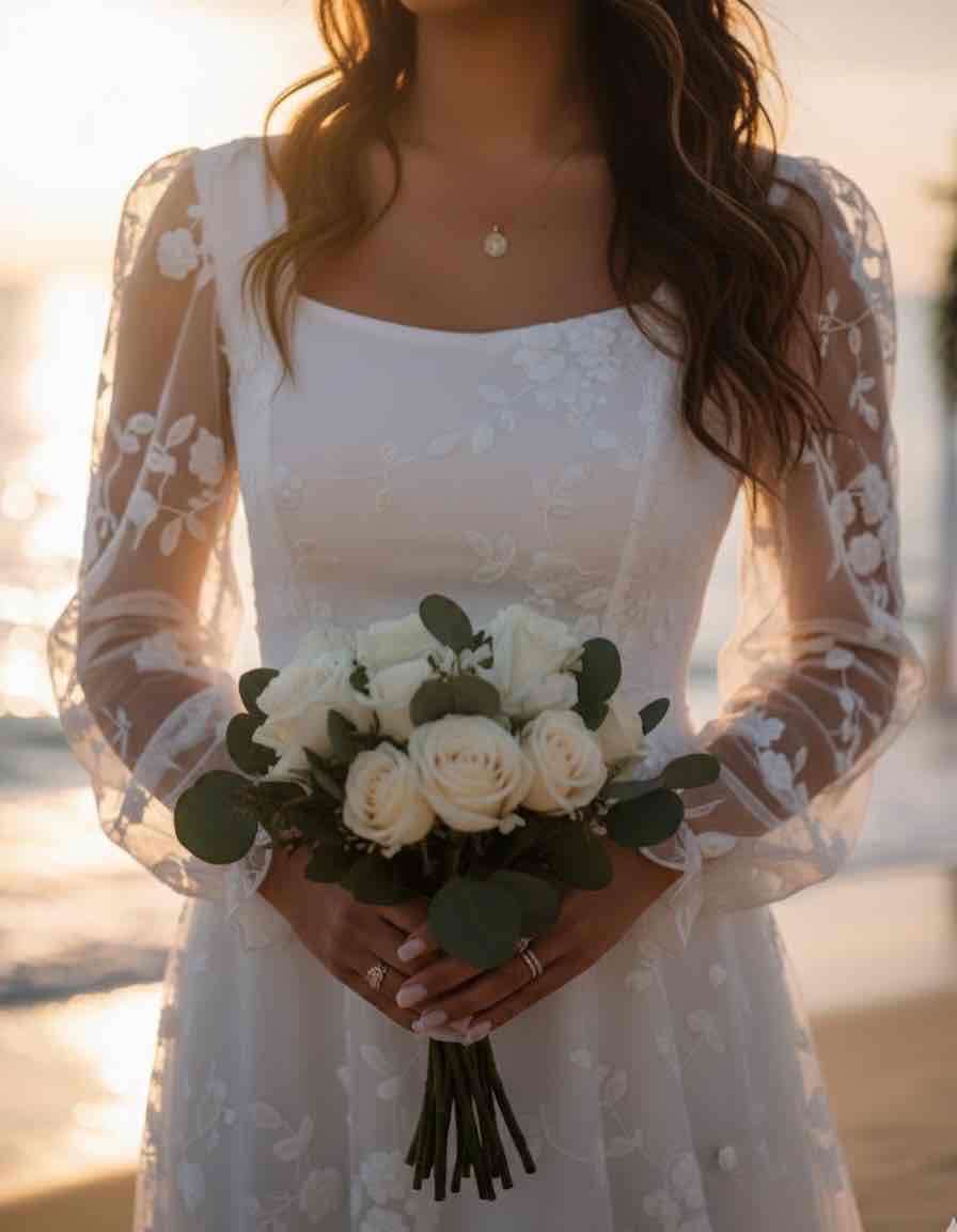 Vestido de novia encaje blanco civil - miniatura 2