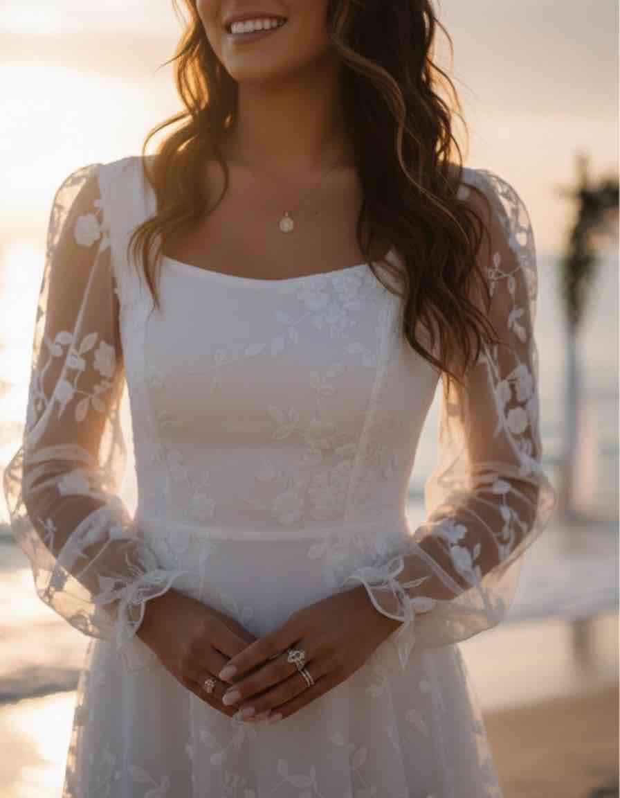 Vestido de novia encaje blanco civil - miniatura 3