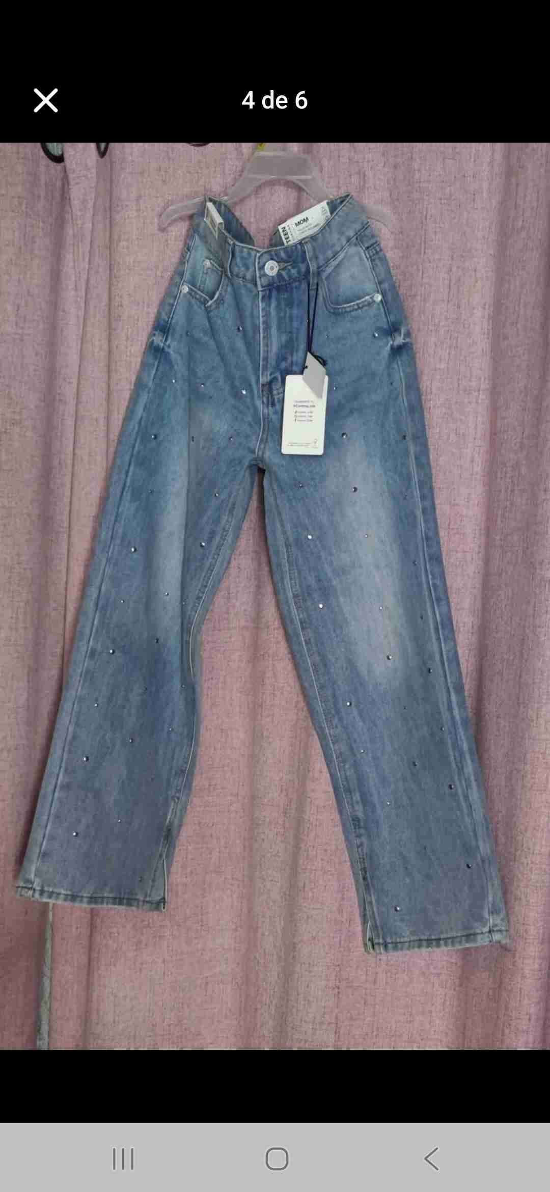 Jeans azules con detalles brillantes talla 14