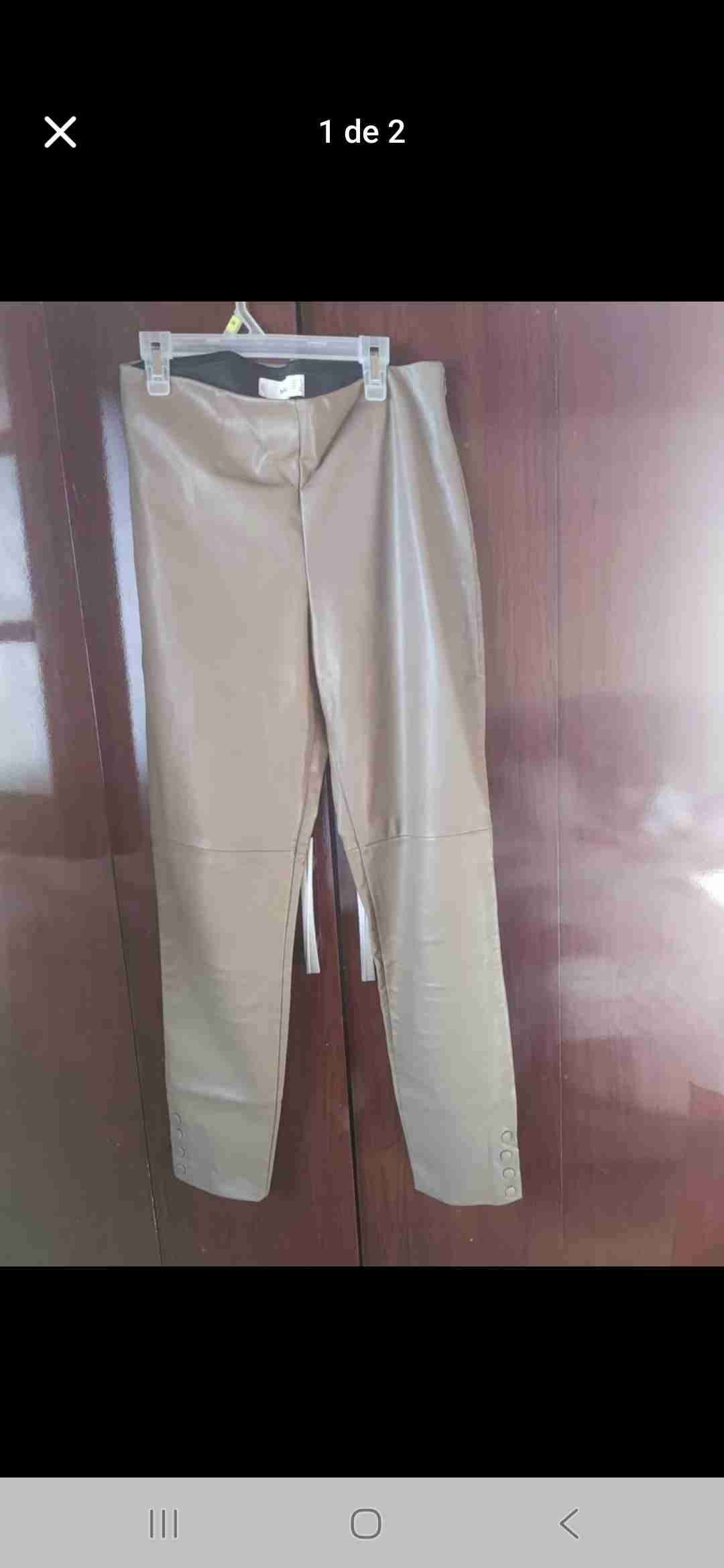 Pantalones de cuero beige talla 38/40