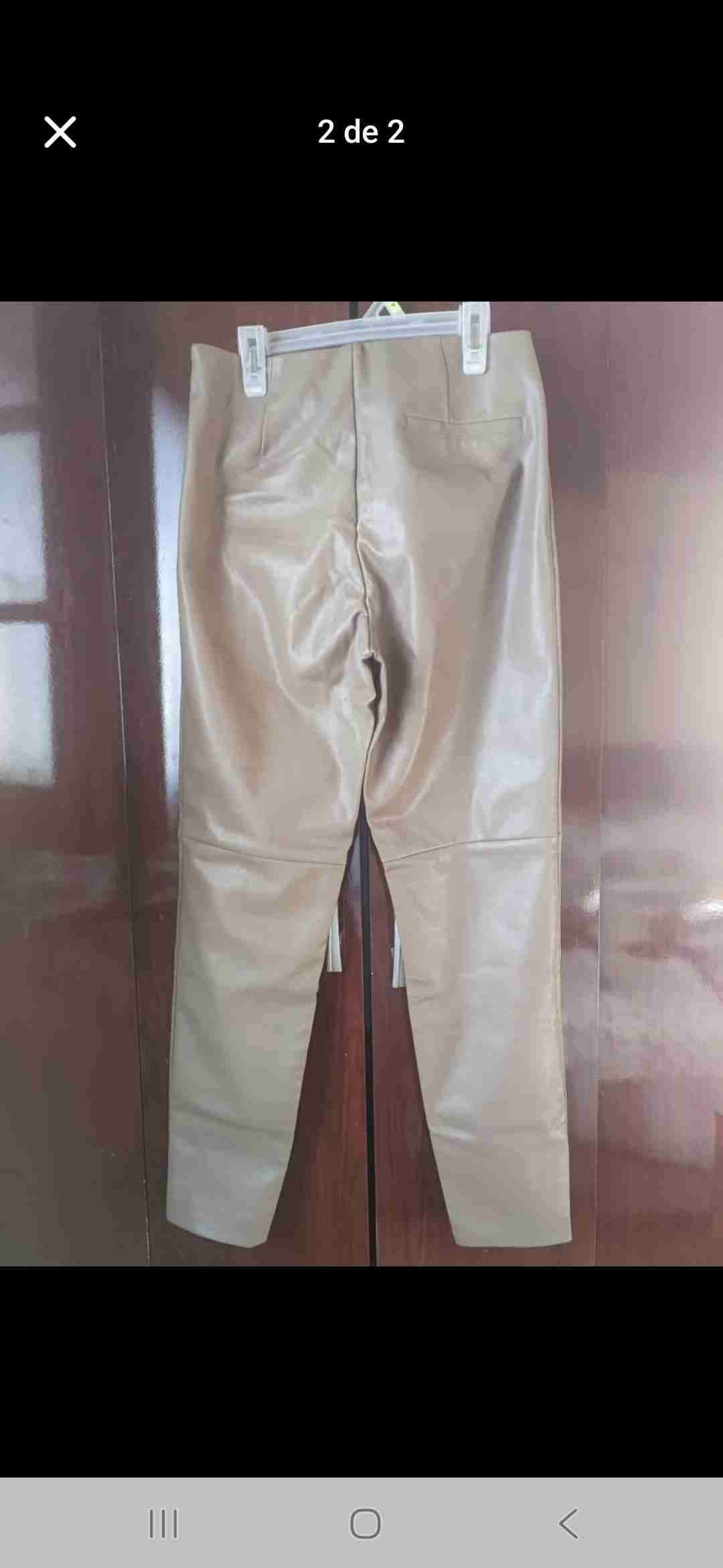 Pantalones de cuero beige talla 38/40 - miniatura 2