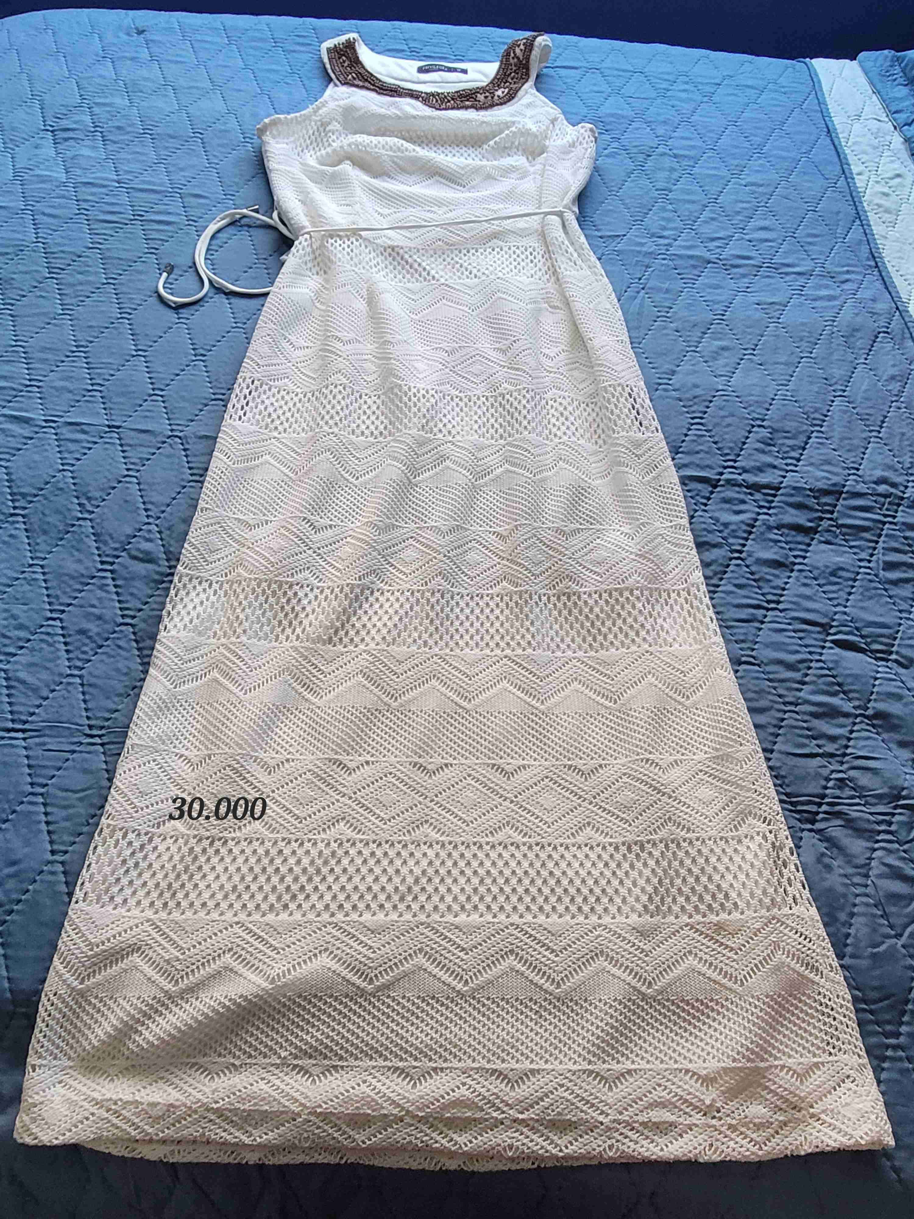 Vestido blanco crochet largo