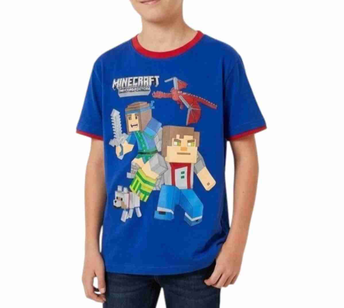 Polera azul Minecraft niño