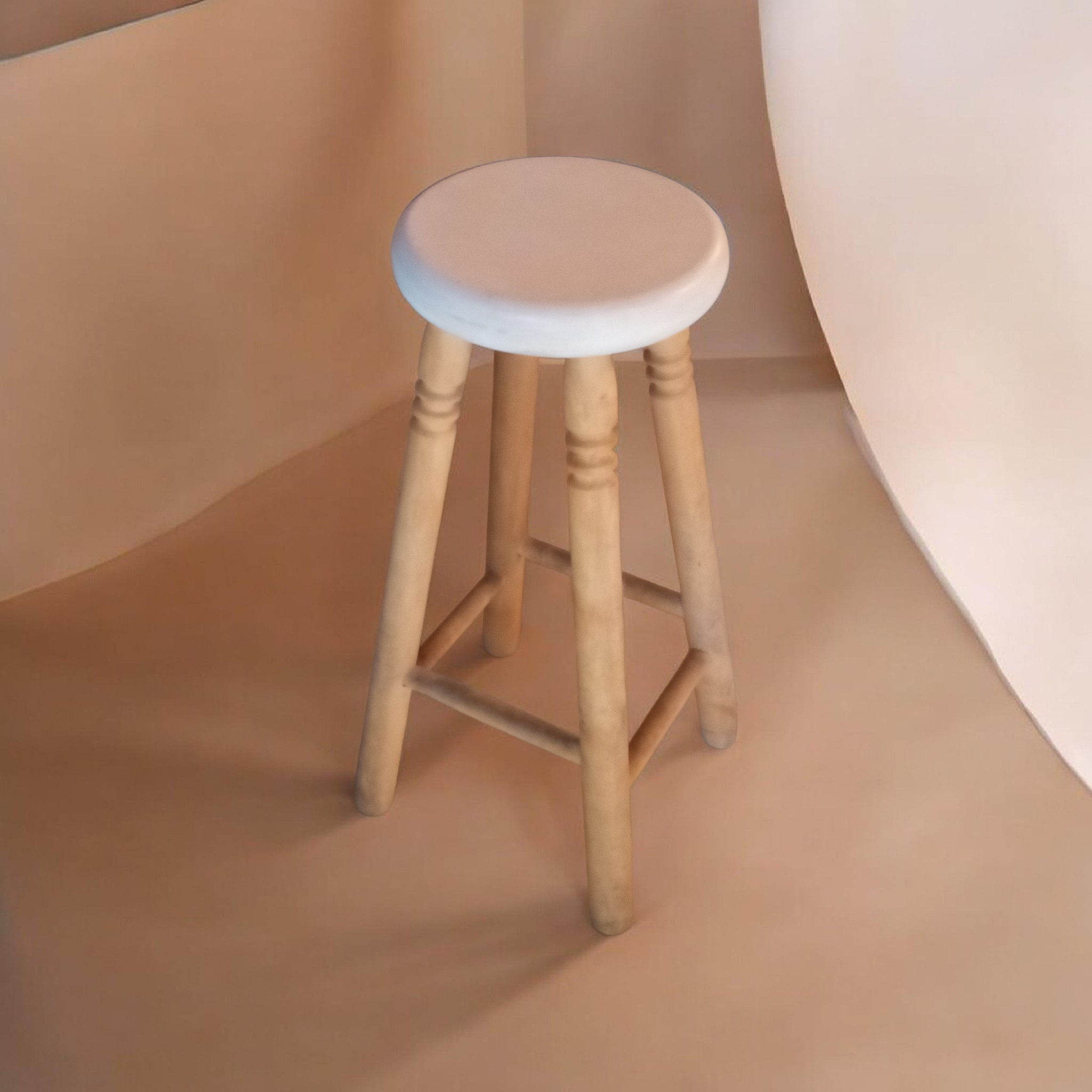Taburete de madera blanco 70cm alto - 2
