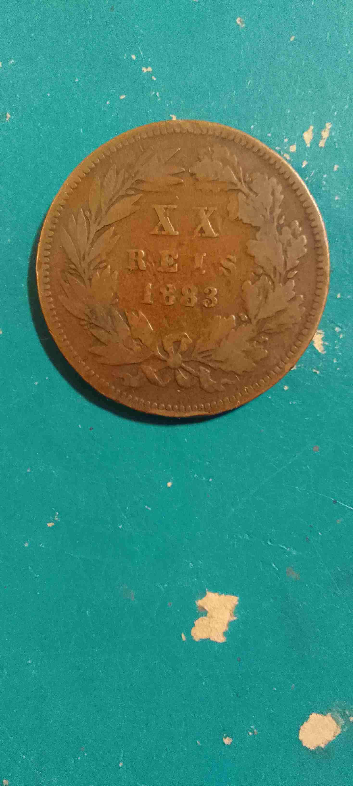 Moneda antigua de Portugal 20 reís 1883 - miniatura 2