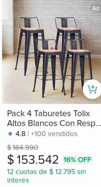 Pack de 4 taburetes Tolix altos blancos