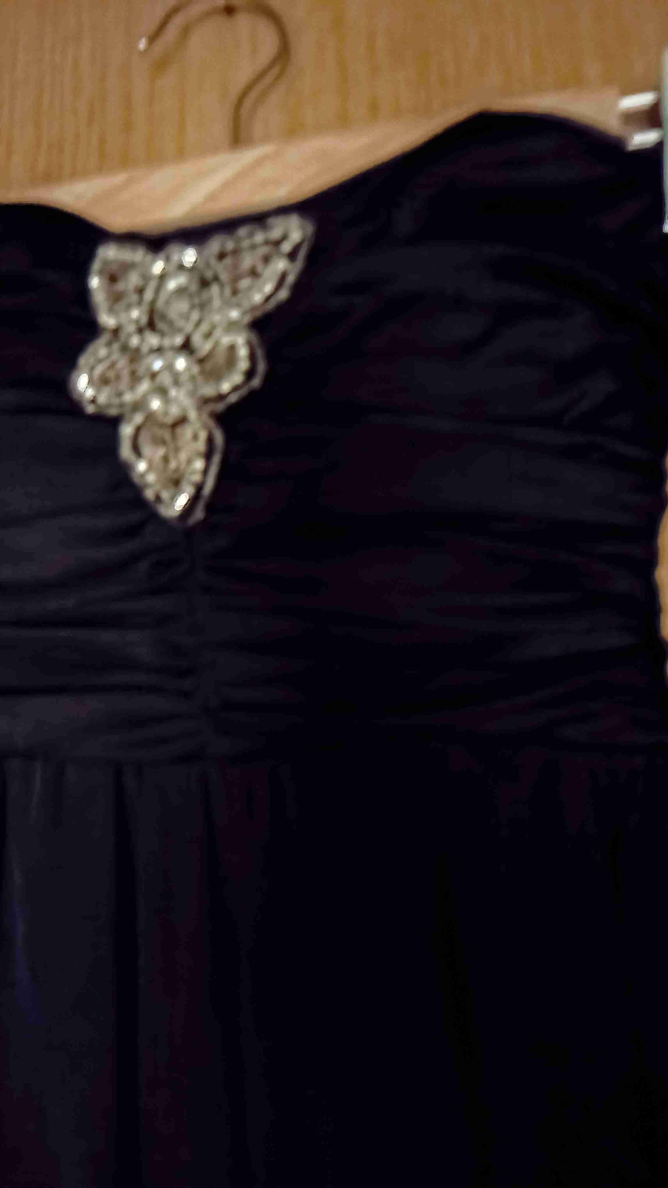 Vestido strapless negro elegante, talla XS - miniatura 2