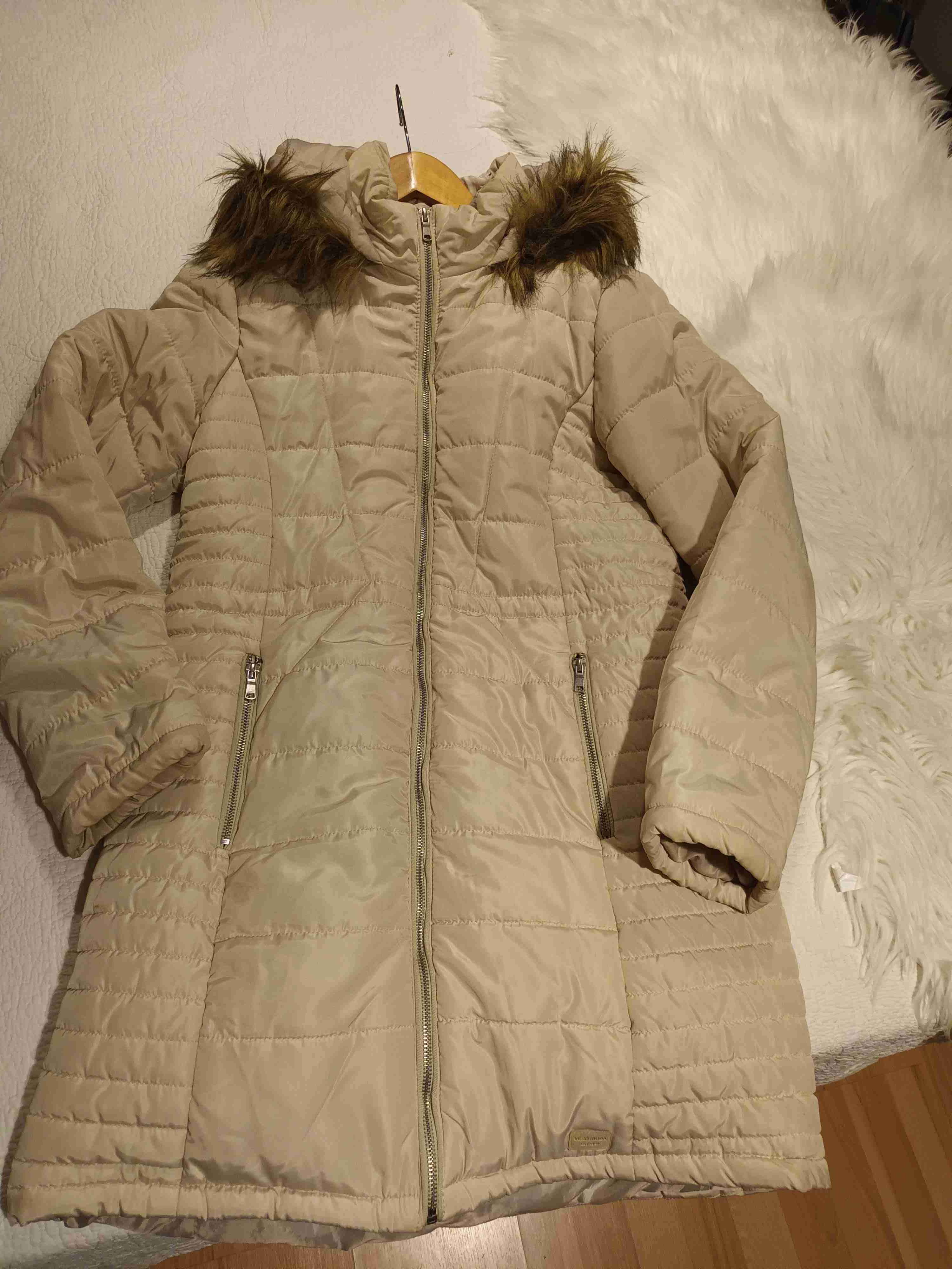 Chaquetón  beige con capucha de piel marca - miniatura 2