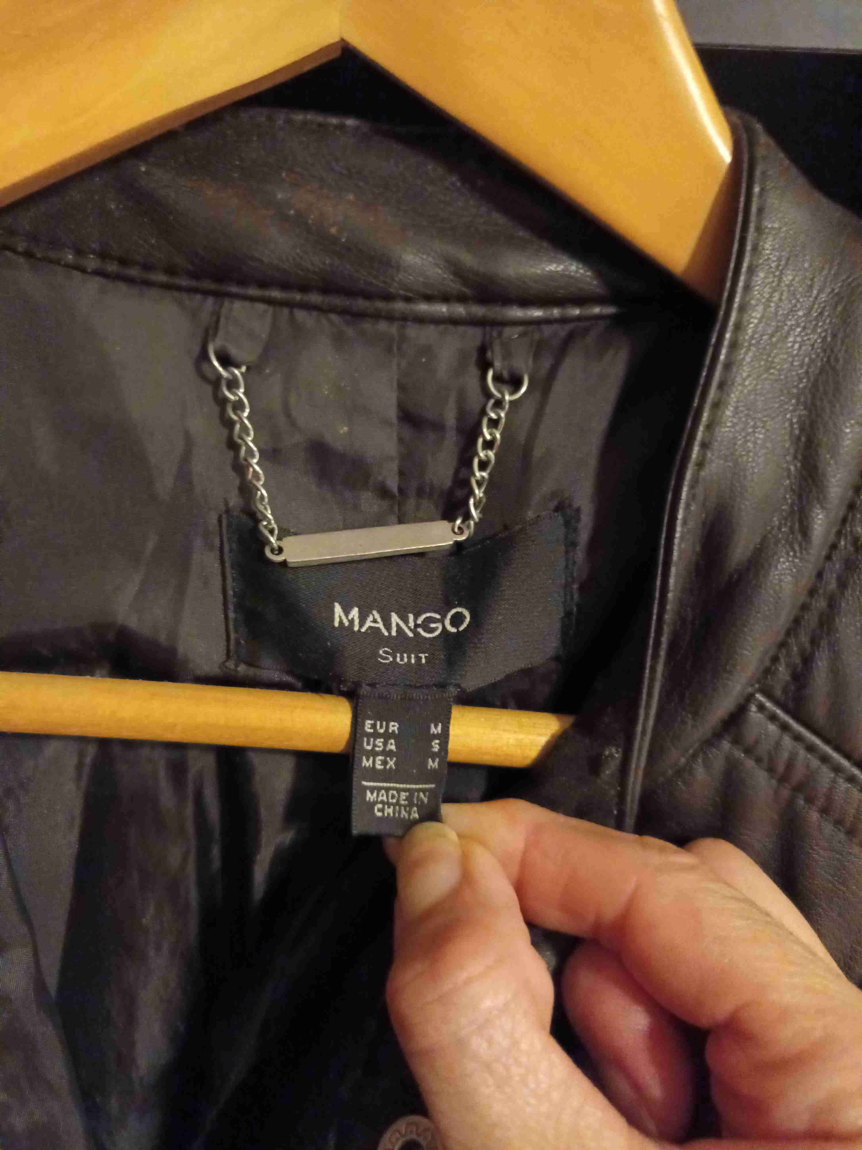 Chaqueta marrón cuero sintético,con cierre metáli - miniatura 2