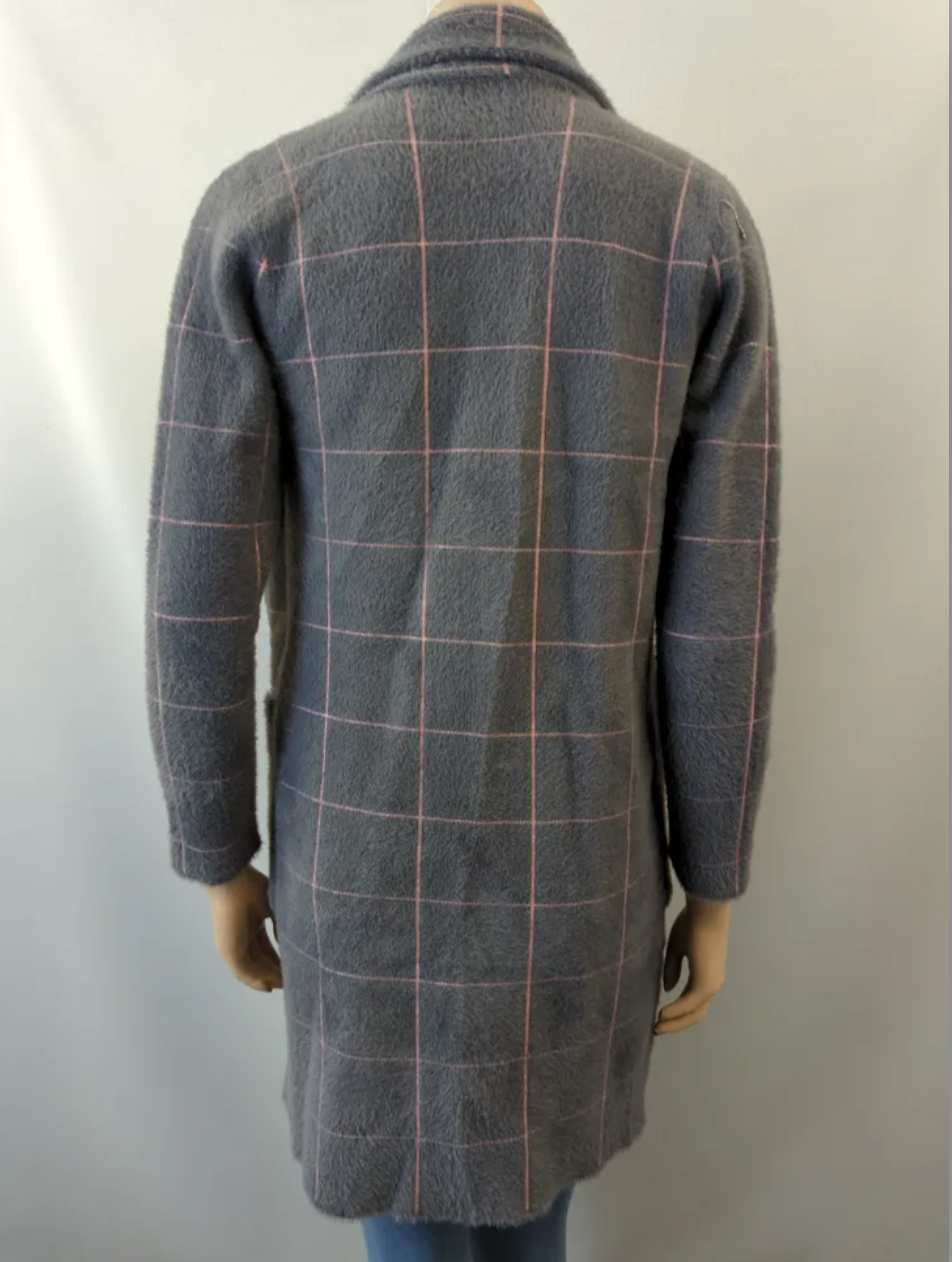 Abrigo a cuadros gris talla M - miniatura 2