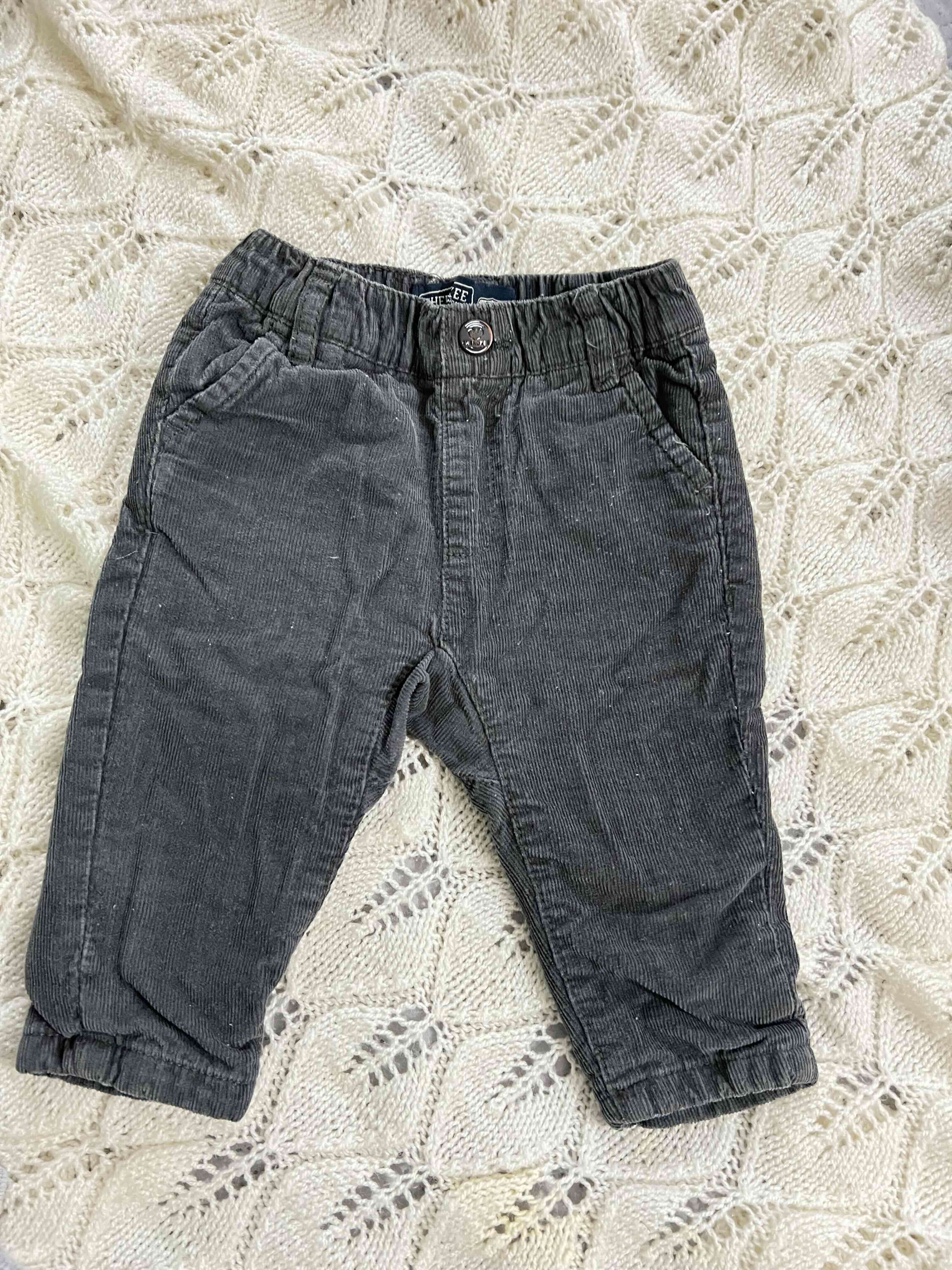 Pantalones de pana gris para bebé 6 m