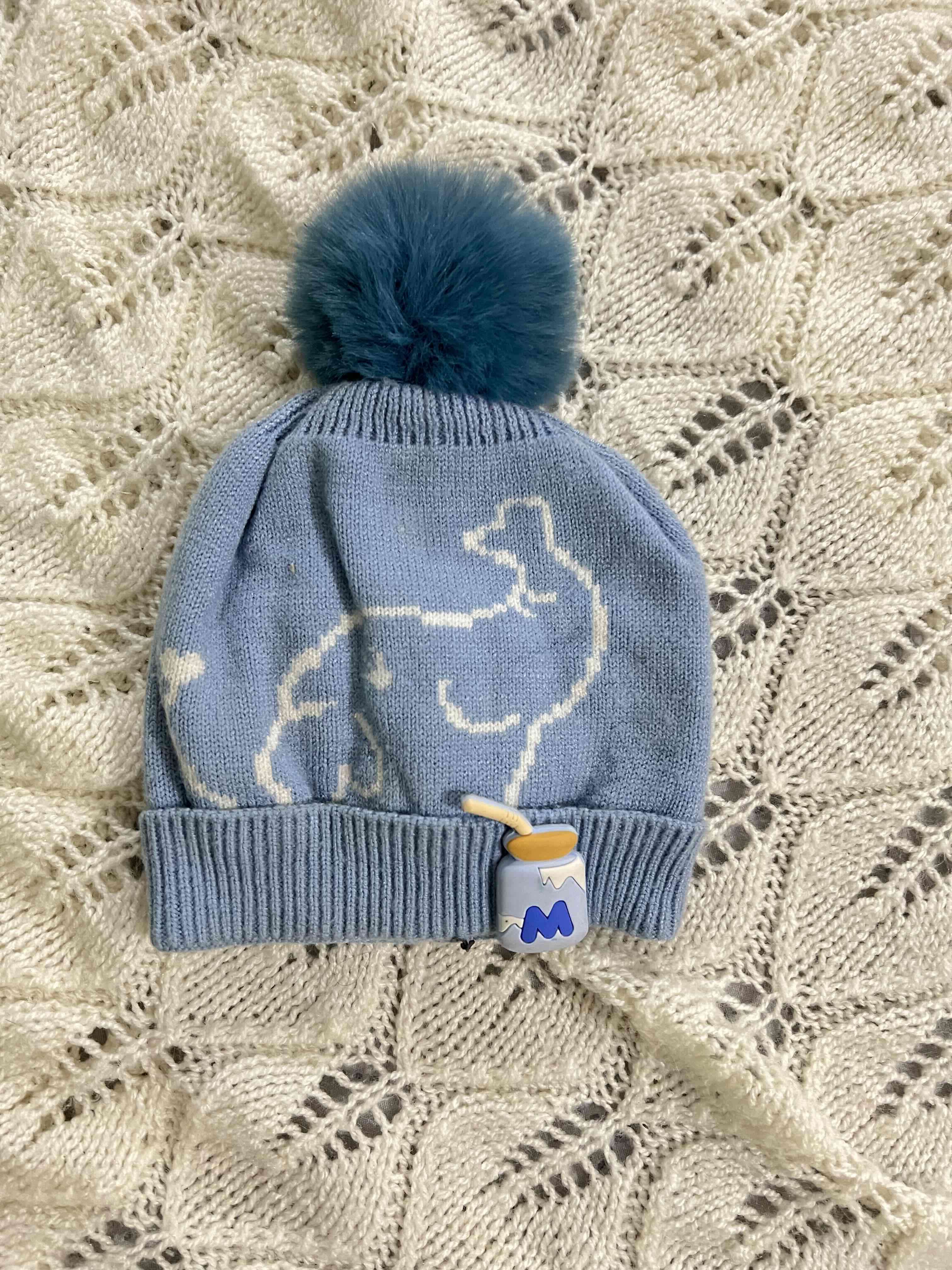 Gorro azul pom pom infantil