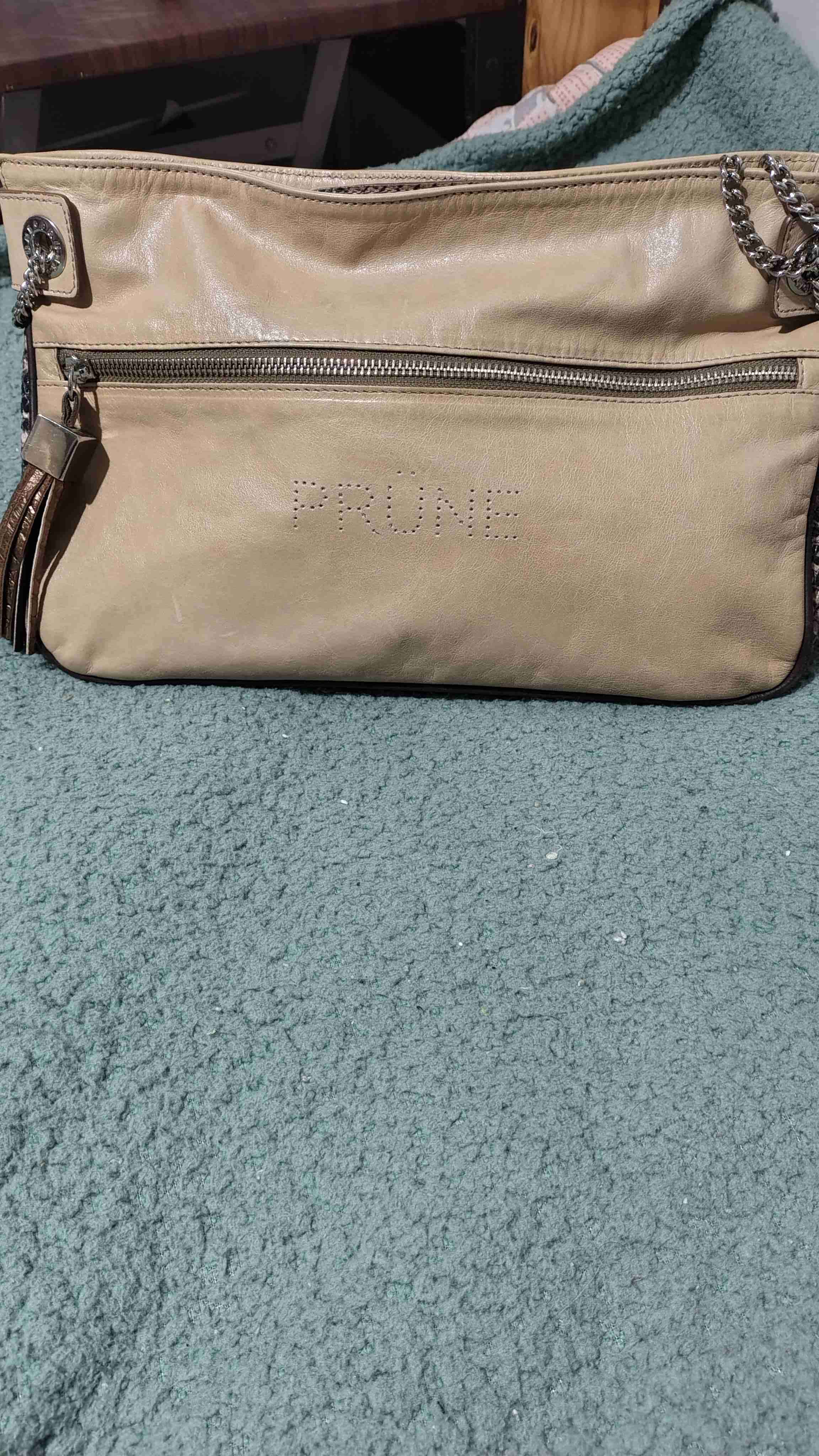 Cartera beige de cuero prüne - miniatura 5