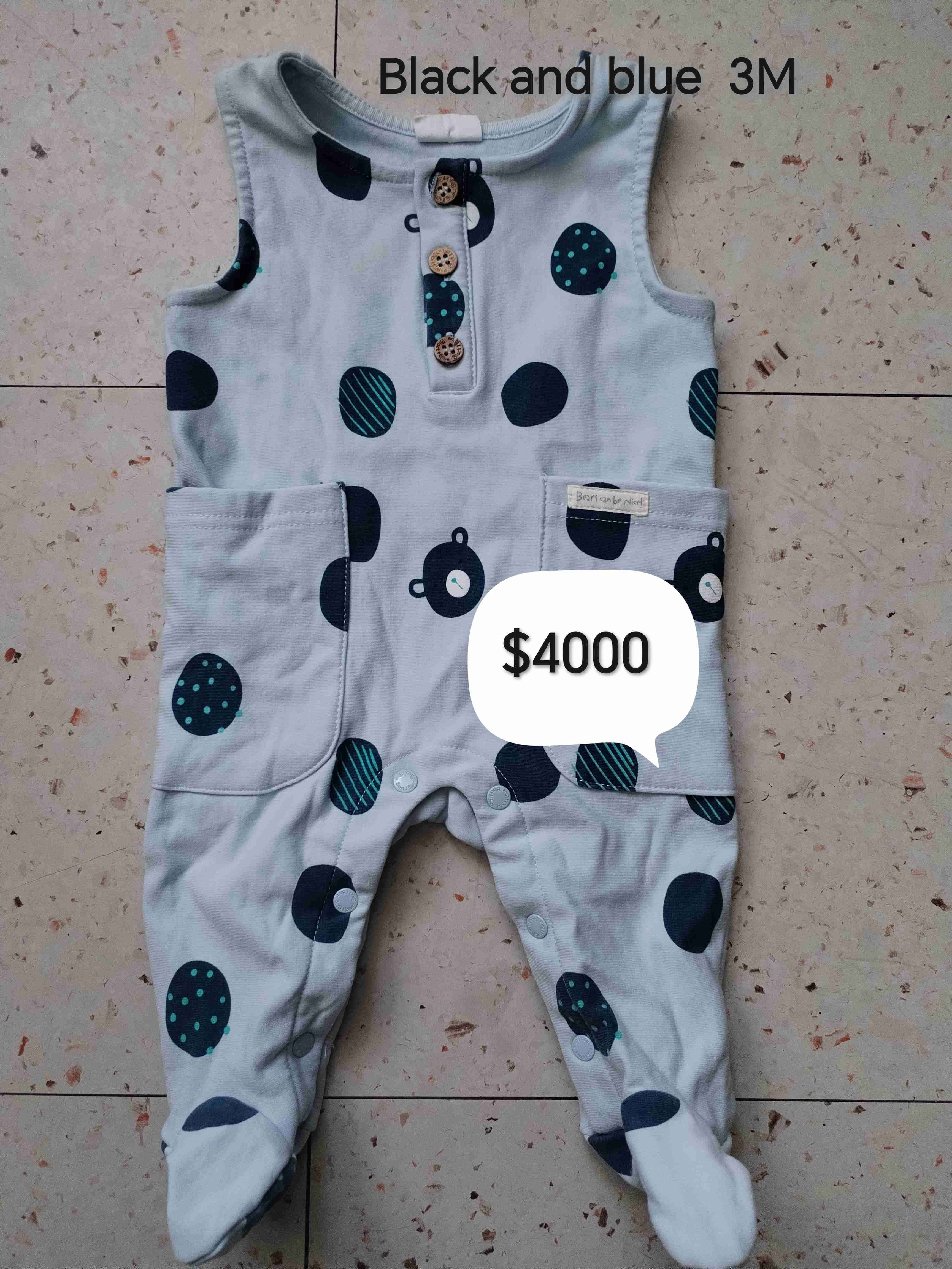 Enterito bebé azul y negro black and blue