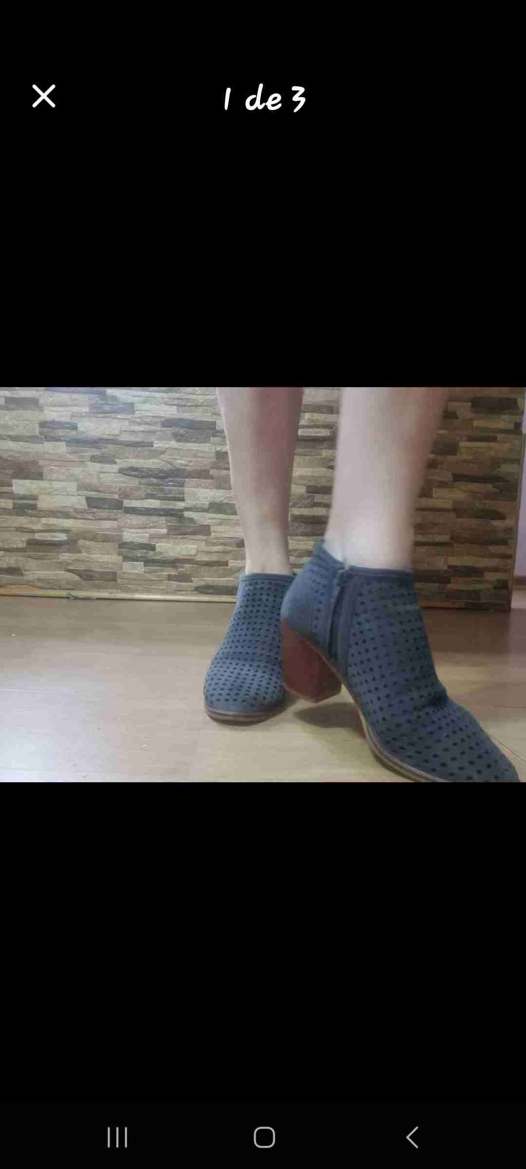 Botines azules con tacón medio verano. Rockford. - miniatura 3