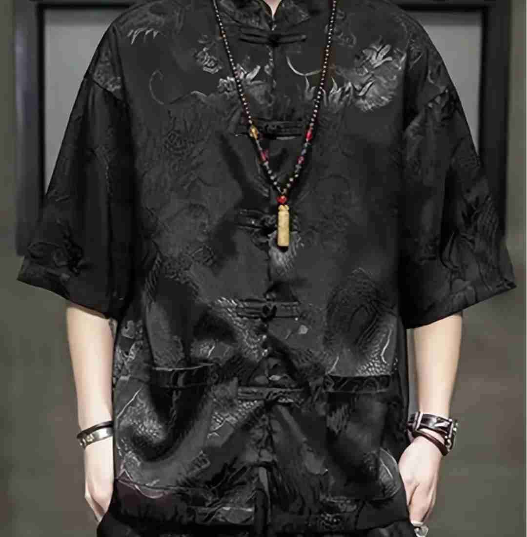 Camisa negra de dragones talla XL (54) - miniatura 2