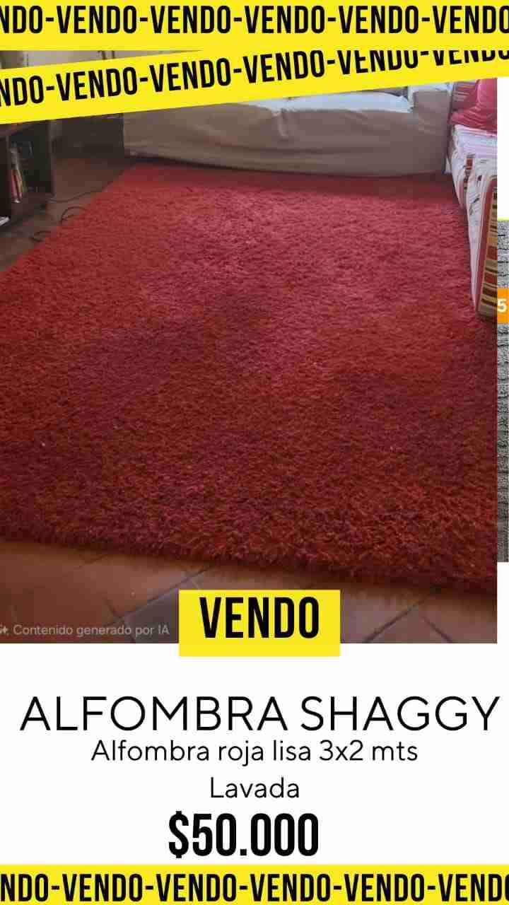 Alfombra Shaggy roja 3x2 mts