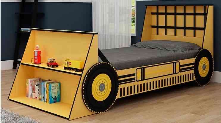 Cama infantil auto amarilla