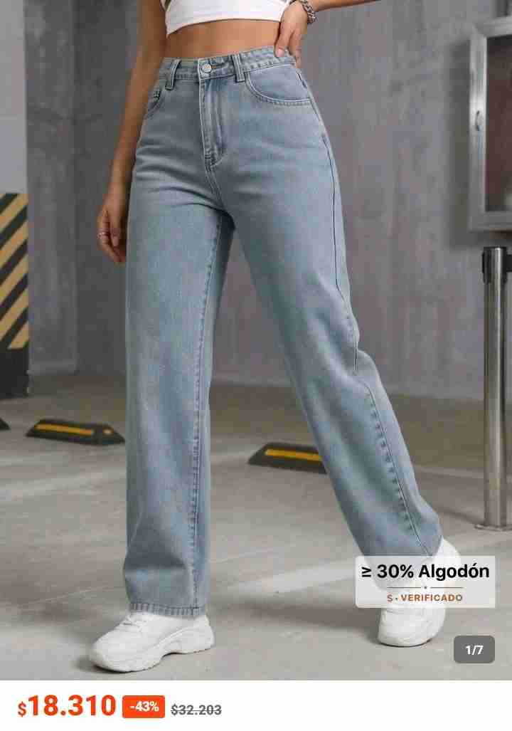 Jeans celestes de cintura alta